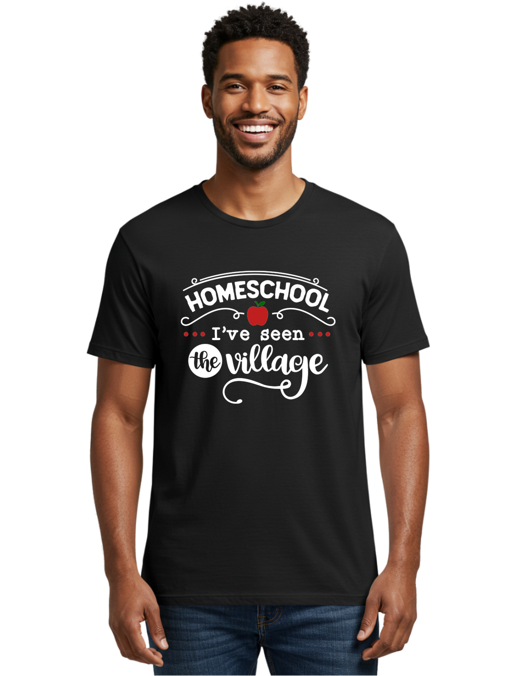 Homeschool-I-Ve-Seen-The-Village-2 Men'S Graphic Tee, 100% Cotton, Comfortable Casual Summer Wear, Machine Washable, Homeschool, Alternative Education, Village Community, Personalized Learning, Homeschooling Parents, Educational Freedom, Aab343