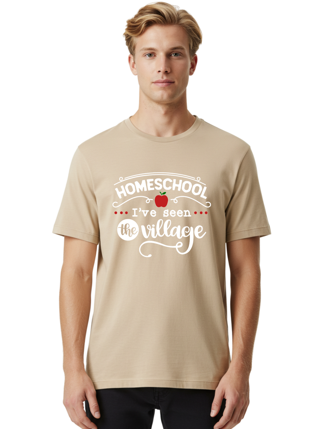 Homeschool-I-Ve-Seen-The-Village-2 Men'S Graphic Tee, 100% Cotton, Comfortable Casual Summer Wear, Machine Washable, Homeschool, Alternative Education, Village Community, Personalized Learning, Homeschooling Parents, Educational Freedom, Aab343