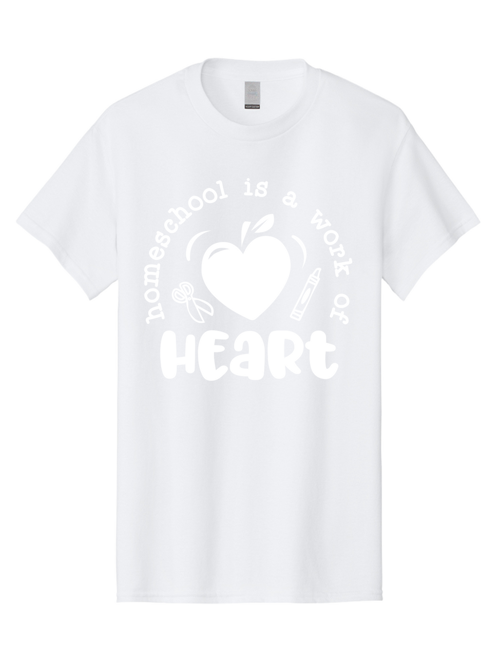 Homeschool-Is-A-Work-Of-Heart-4 Men'S Graphic Tee, 100% Cotton, Comfortable Casual Summer Wear, Machine Washable, Homeschooling Quote, Apple With Heart, Creative Education, Heartwarming Learning, Personalized Schooling, Aab349