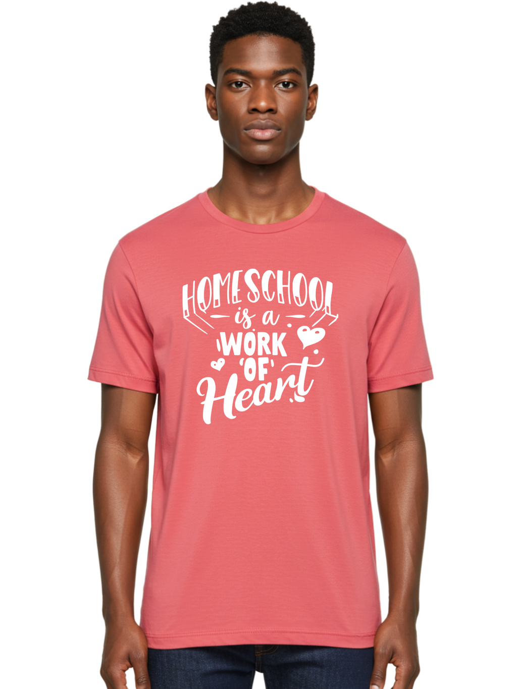 Homeschool-Is-A-Work-Of-Heart Men'S Graphic Tee, 100% Cotton, Comfortable Casual Summer Wear, Machine Washable, Homeschool, Work Of Heart, Education, Learning, Parenting, Homeschooling, Dedication, Love, Passion Aab350