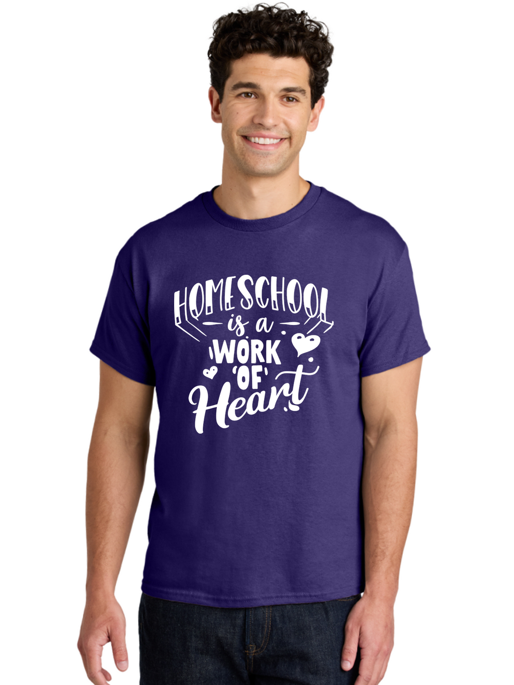 Homeschool-Is-A-Work-Of-Heart Men'S Graphic Tee, 100% Cotton, Comfortable Casual Summer Wear, Machine Washable, Homeschool, Work Of Heart, Education, Learning, Parenting, Homeschooling, Dedication, Love, Passion Aab350