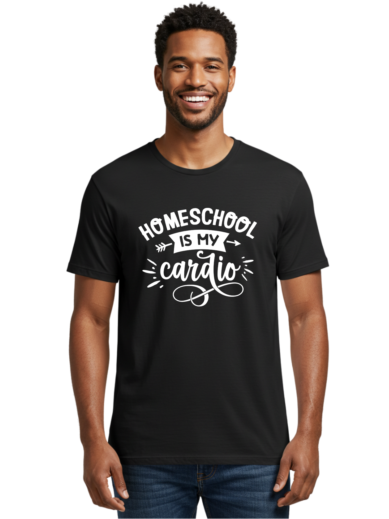 Homeschool-Is-My-Cardio Men'S Graphic Tee, 100% Cotton, Comfortable Casual Summer Wear, Machine Washable, Homeschool Humor, Funny Quotes, Cardio Workout, Homeschooling Parents, Witty Sayings, Inspirational Quotes, Motivational Phrases Aab352