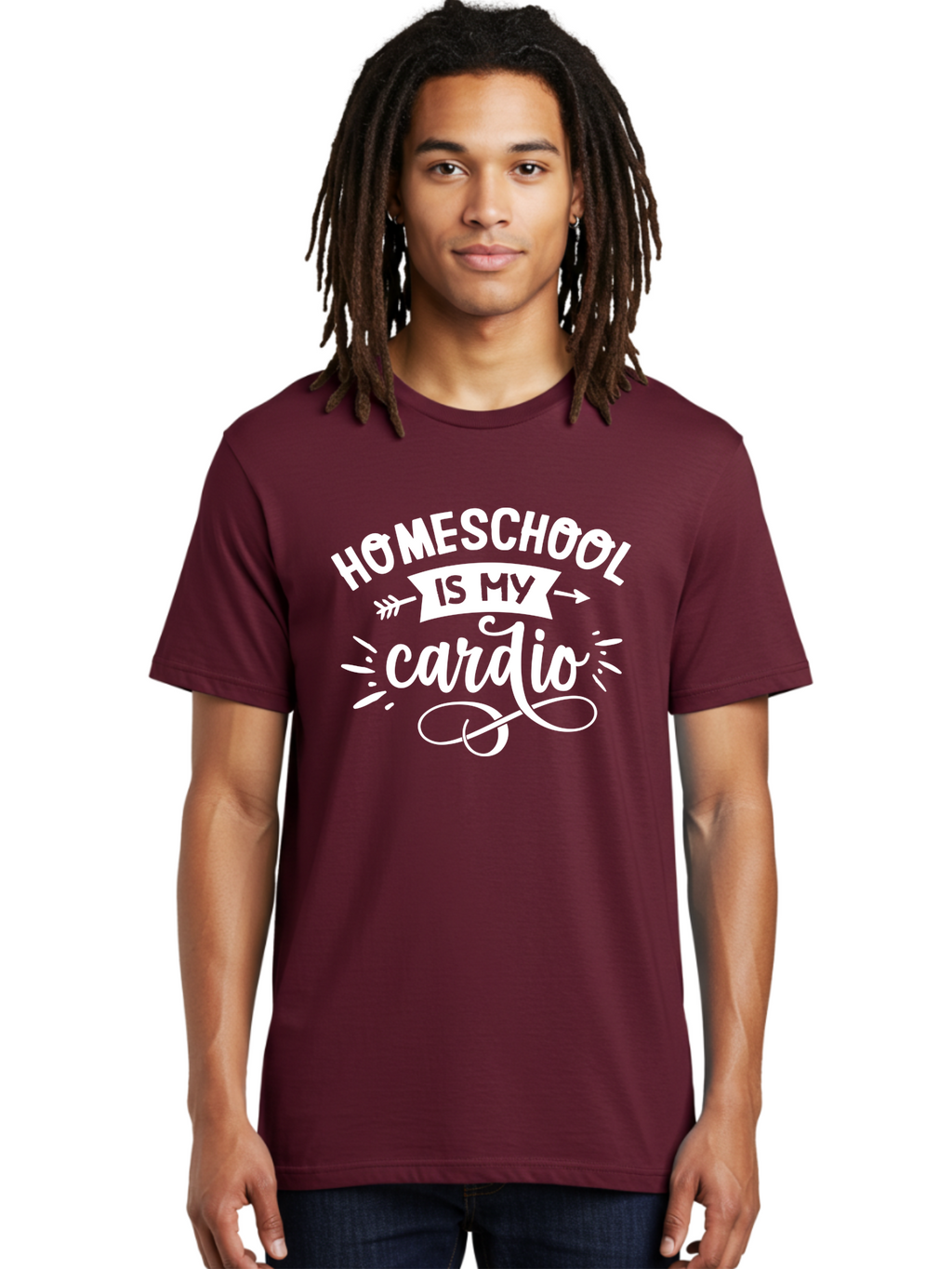 Homeschool-Is-My-Cardio Men'S Graphic Tee, 100% Cotton, Comfortable Casual Summer Wear, Machine Washable, Homeschool Humor, Funny Quotes, Cardio Workout, Homeschooling Parents, Witty Sayings, Inspirational Quotes, Motivational Phrases Aab352