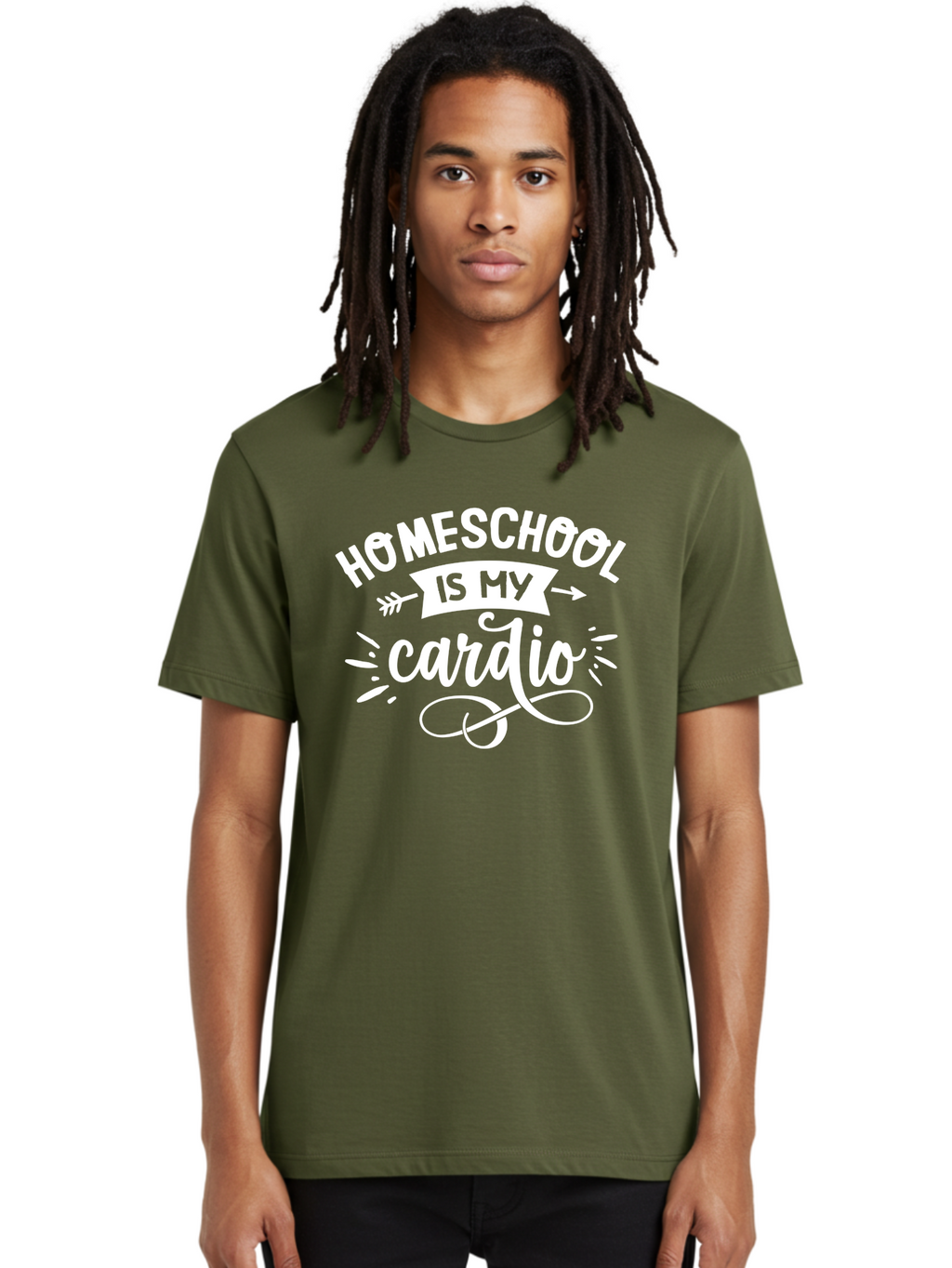 Homeschool-Is-My-Cardio Men'S Graphic Tee, 100% Cotton, Comfortable Casual Summer Wear, Machine Washable, Homeschool Humor, Funny Quotes, Cardio Workout, Homeschooling Parents, Witty Sayings, Inspirational Quotes, Motivational Phrases Aab352