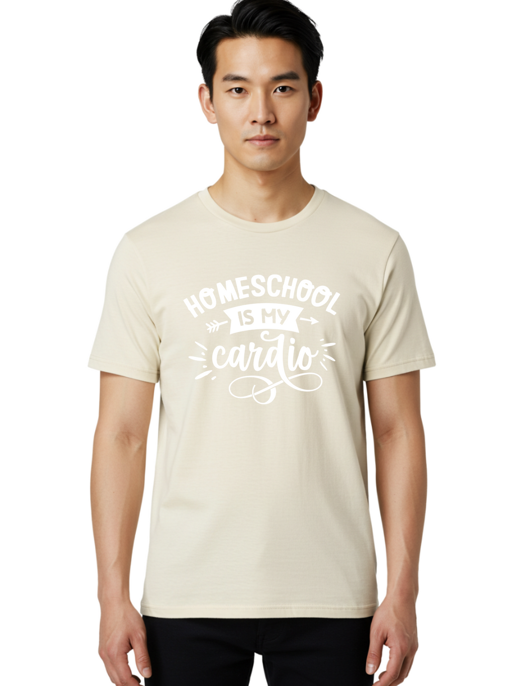 Homeschool-Is-My-Cardio Men'S Graphic Tee, 100% Cotton, Comfortable Casual Summer Wear, Machine Washable, Homeschool Humor, Funny Quotes, Cardio Workout, Homeschooling Parents, Witty Sayings, Inspirational Quotes, Motivational Phrases Aab352