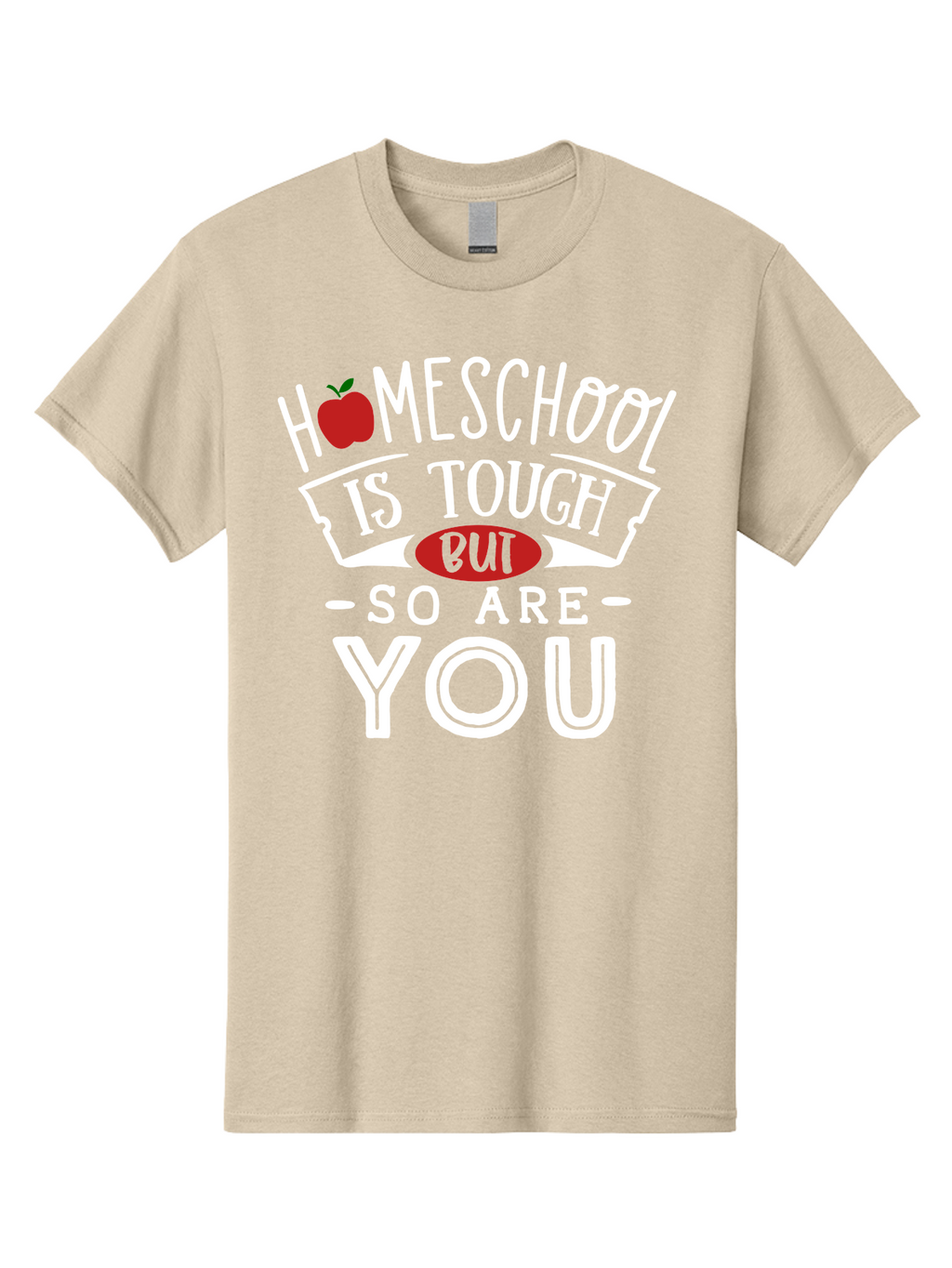 Homeschool-Is-Tough-But-So-Are-You-2 Men'S Graphic Tee, 100% Cotton, Comfortable Casual Summer Wear, Machine Washable, Homeschool, Motivational Quote, Inspirational Message, Apple Symbol, Education, Perseverance, Resilience, Empowerment Aab354