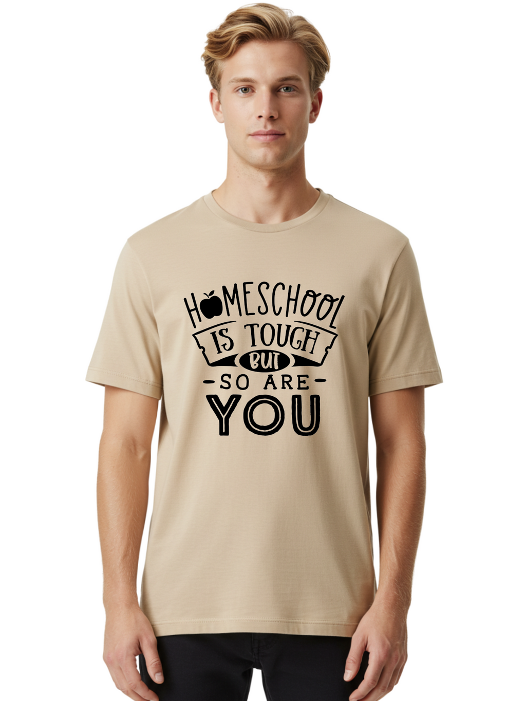 Homeschool-Is-Tough-But-So-Are-You Men'S Graphic Tee, 100% Cotton, Comfortable Casual Summer Wear, Machine Washable, Homeschool, Motivational Quote, Homeschooling, Tough But Strong, Inspirational Saying, Education, Learning, Empowerment Aab356