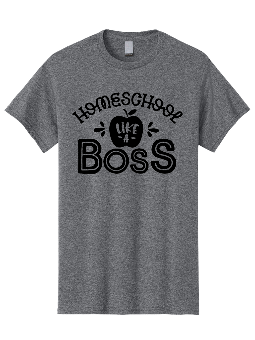Homeschool-Like-A-Boss Men'S Graphic Tee, 100% Cotton, Comfortable Casual Summer Wear, Machine Washable, Homeschool Like A Boss, Homeschooling, Education, Learning, Teaching, Boss, Apple, Motivational Quote, Inspirational Saying Aab359