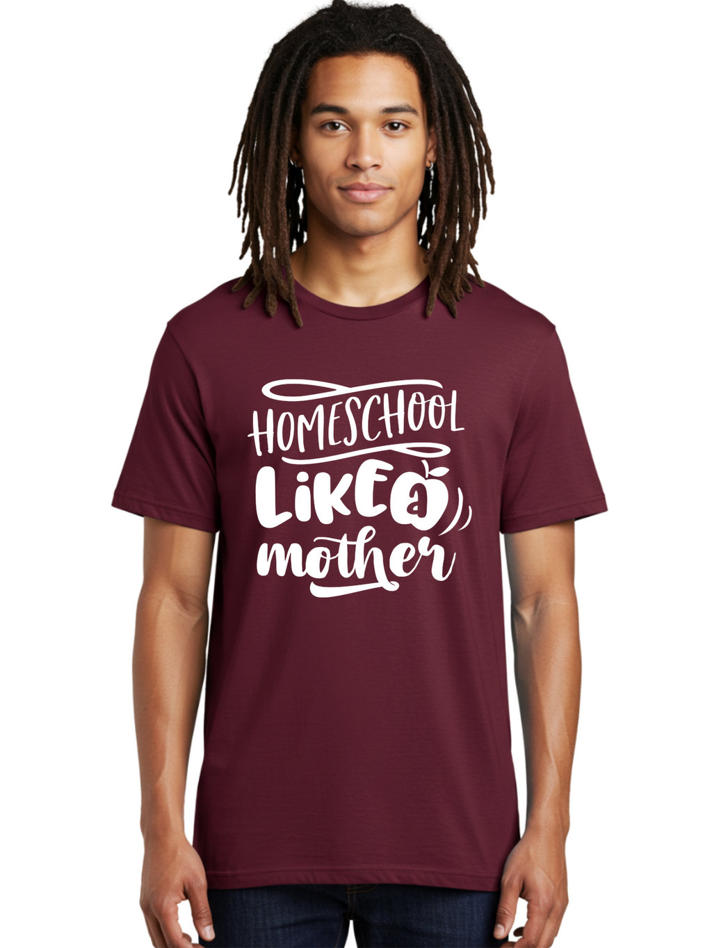 Homeschool-Like-A-Mother-1 Men'S Graphic Tee, 100% Cotton, Comfortable Casual Summer Wear, Machine Washable, Homeschool, Home Schooling, Motherhood, Education, Parenting, Quote, Inspirational Saying, Apple Symbol, Funny Text Aab360