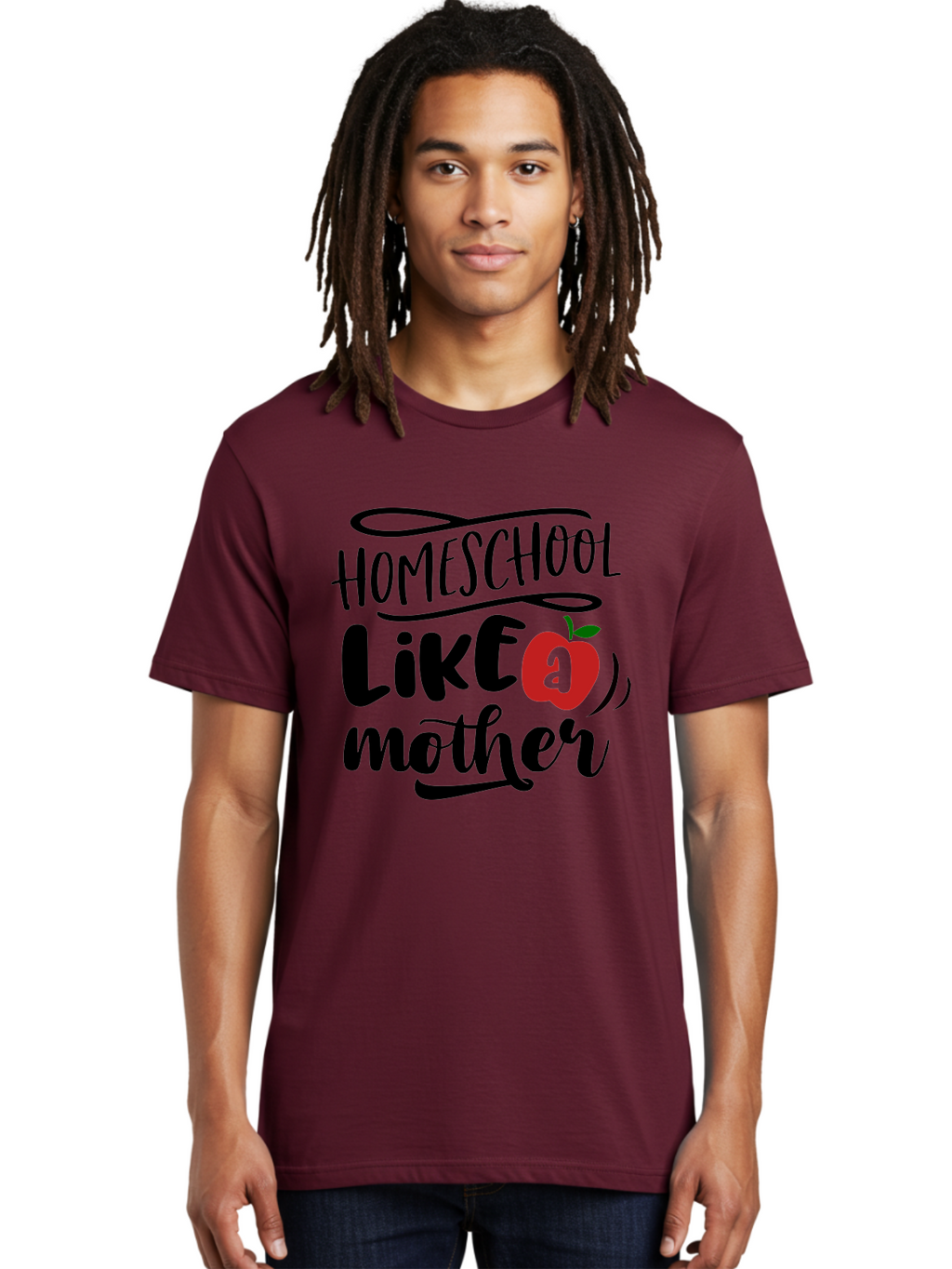 Homeschool-Like-A-Mother-2 Men'S Graphic Tee, 100% Cotton, Comfortable Casual Summer Wear, Machine Washable, Homeschooling, Homeschool Mom, Motherhood, Apple, Education, Learning, Parenting, Funny Quote, Homeschool Quote Aab361