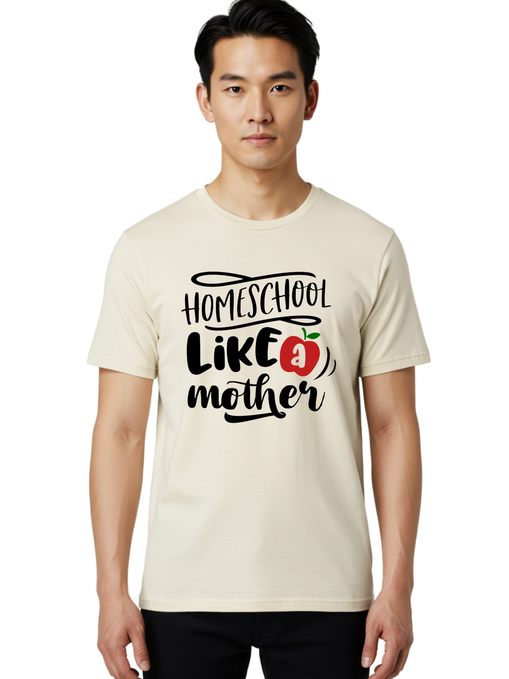 Homeschool-Like-A-Mother-2 Men'S Graphic Tee, 100% Cotton, Comfortable Casual Summer Wear, Machine Washable, Homeschooling, Homeschool Mom, Motherhood, Apple, Education, Learning, Parenting, Funny Quote, Homeschool Quote Aab361