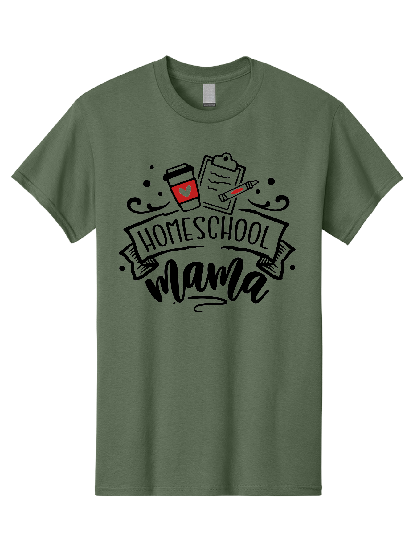 Homeschool-Mama-3 Men'S Graphic Tee, 100% Cotton, Comfortable Casual Summer Wear, Machine Washable, Homeschool Mama, Coffee Cup, Clipboard, Pencil, Homeschooling Resources, Education At Home, Motherhood, Learning Together, Coffee For Moms Aab366