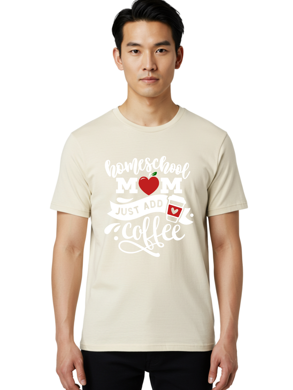 Homeschool-Mom-2 Men'S Graphic Tee, 100% Cotton, Comfortable Casual Summer Wear, Machine Washable, Homeschool Mom Quote, Funny Mom Quote, Coffee Cup Design, Mom Life, Homeschooling, Mom Humor, Parent Teacher, Coffee Lover Aab369