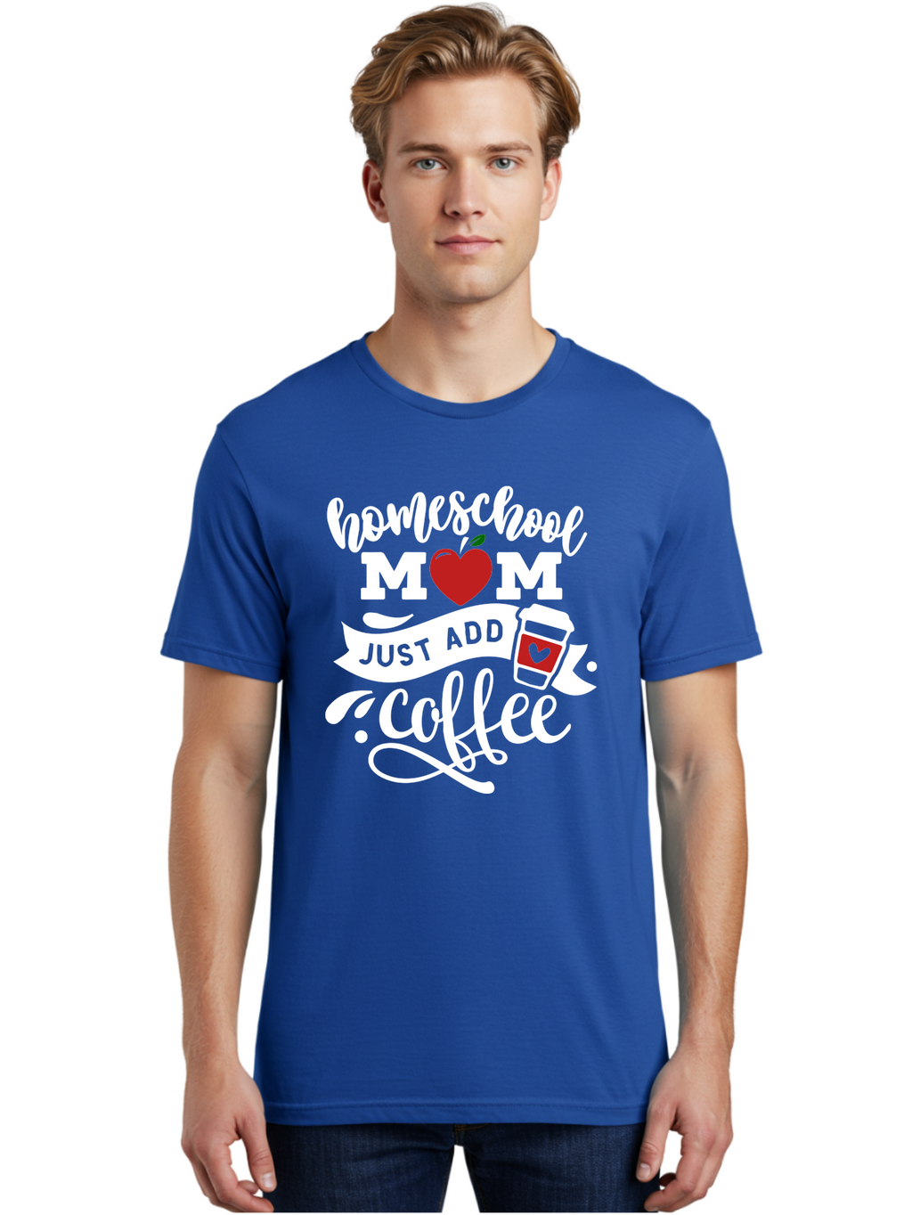 Homeschool-Mom-2 Men'S Graphic Tee, 100% Cotton, Comfortable Casual Summer Wear, Machine Washable, Homeschool Mom Quote, Funny Mom Quote, Coffee Cup Design, Mom Life, Homeschooling, Mom Humor, Parent Teacher, Coffee Lover Aab369