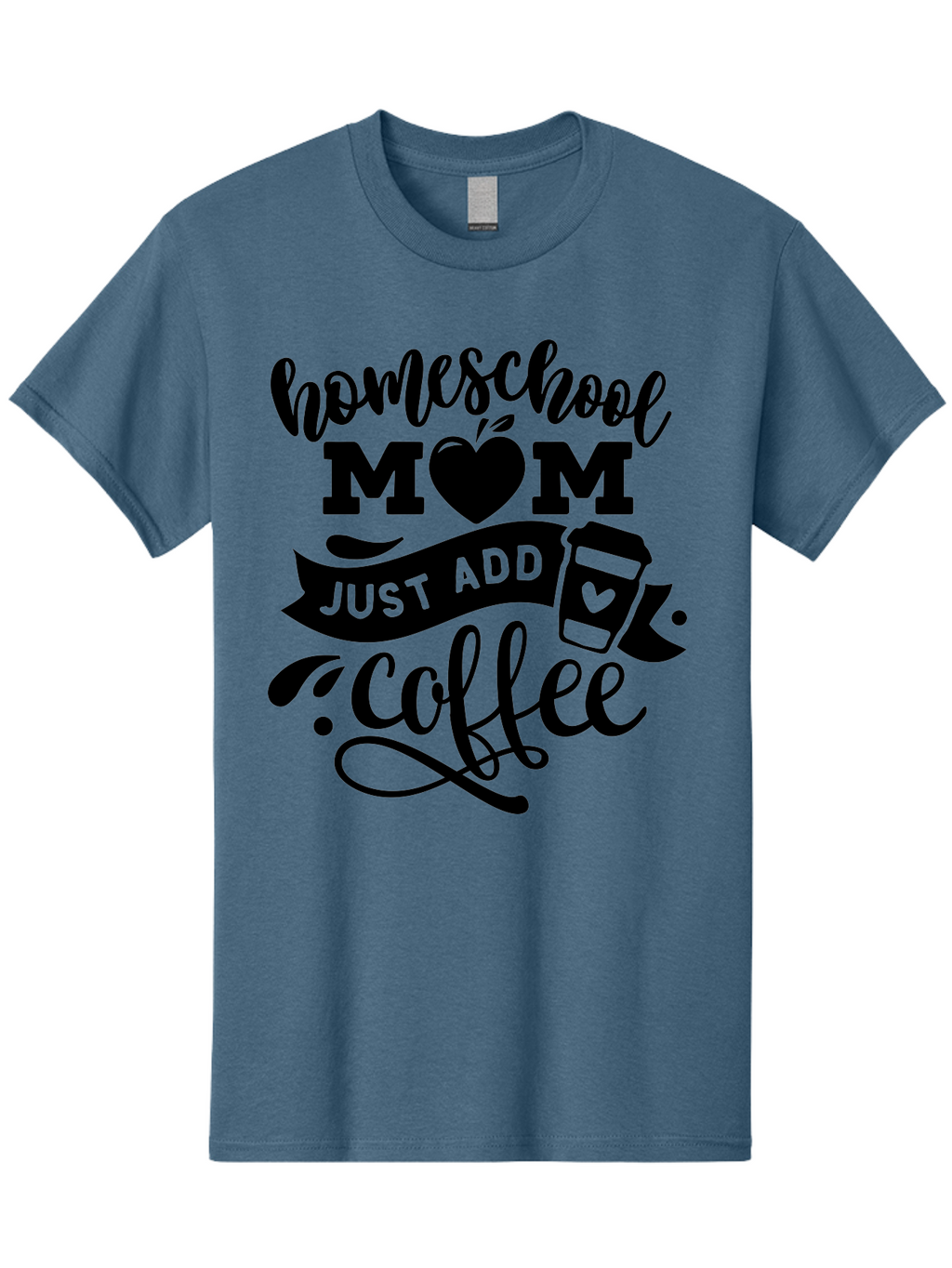 Homeschool-Mom-Just-Add-Coffee Men'S Graphic Tee, 100% Cotton, Comfortable Casual Summer Wear, Machine Washable, Homeschool Mom, Coffee Lover, Mom Life, Homeschooling, Parenting, Mom Humor, Coffee Addict, Motherhood Aab372
