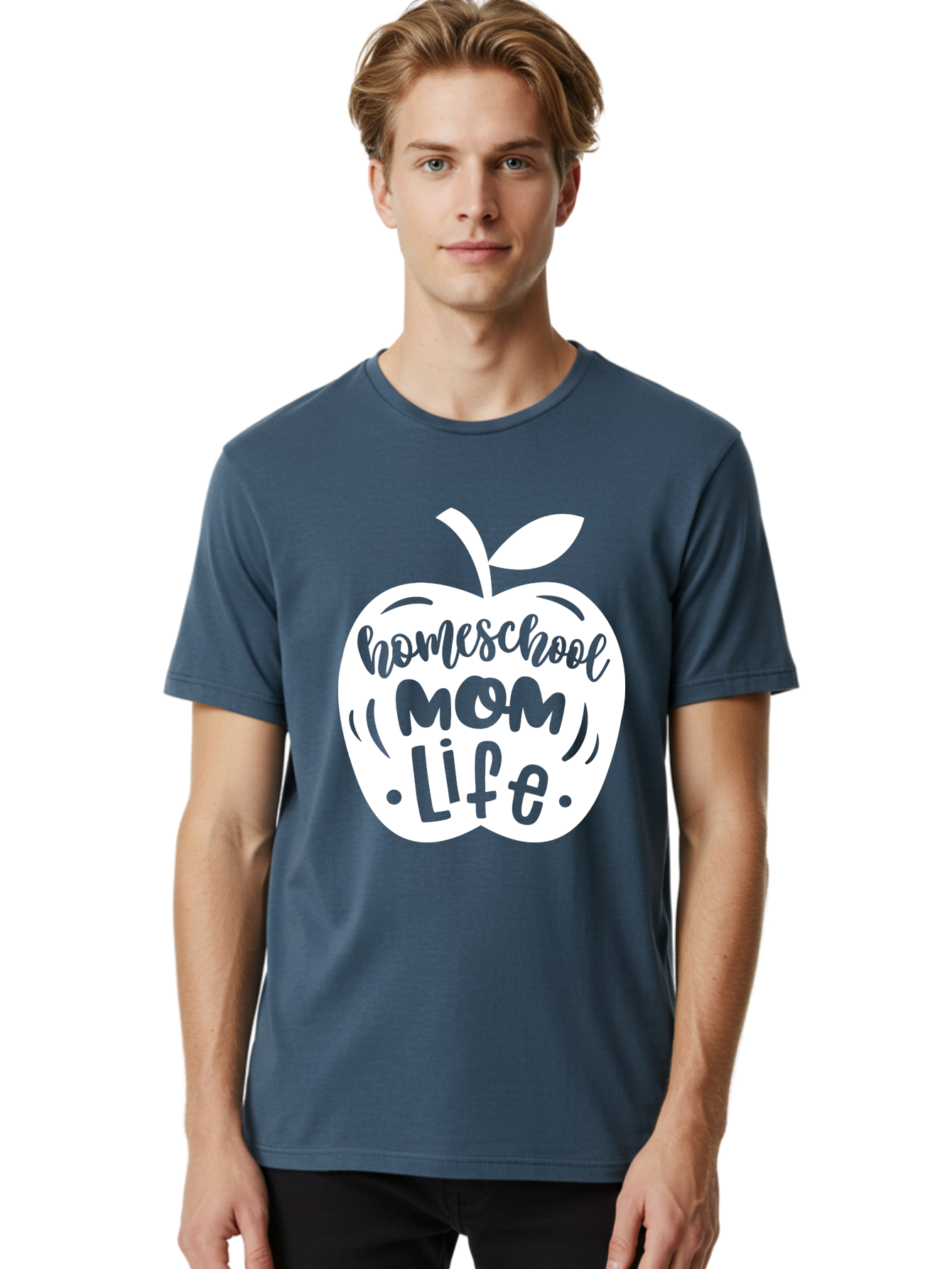 Homeschool-Mom-Life-1 Men'S Graphic Tee, 100% Cotton, Comfortable Casual Summer Wear, Machine Washable, Homeschool Mom Life, Apple Graphic, Homeschooling, Mom Life, Education, Parenting, Teaching, Learning, Green Apple Aab373