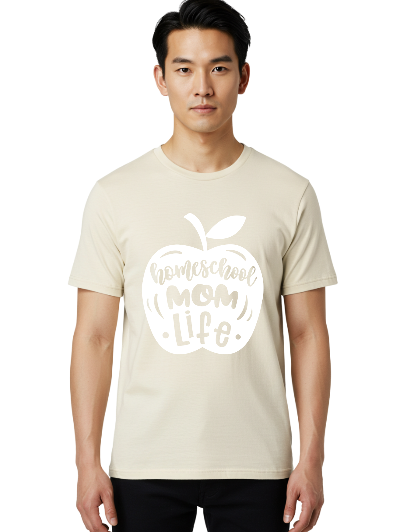 Homeschool-Mom-Life-1 Men'S Graphic Tee, 100% Cotton, Comfortable Casual Summer Wear, Machine Washable, Homeschool Mom Life, Apple Graphic, Homeschooling, Mom Life, Education, Parenting, Teaching, Learning, Green Apple Aab373