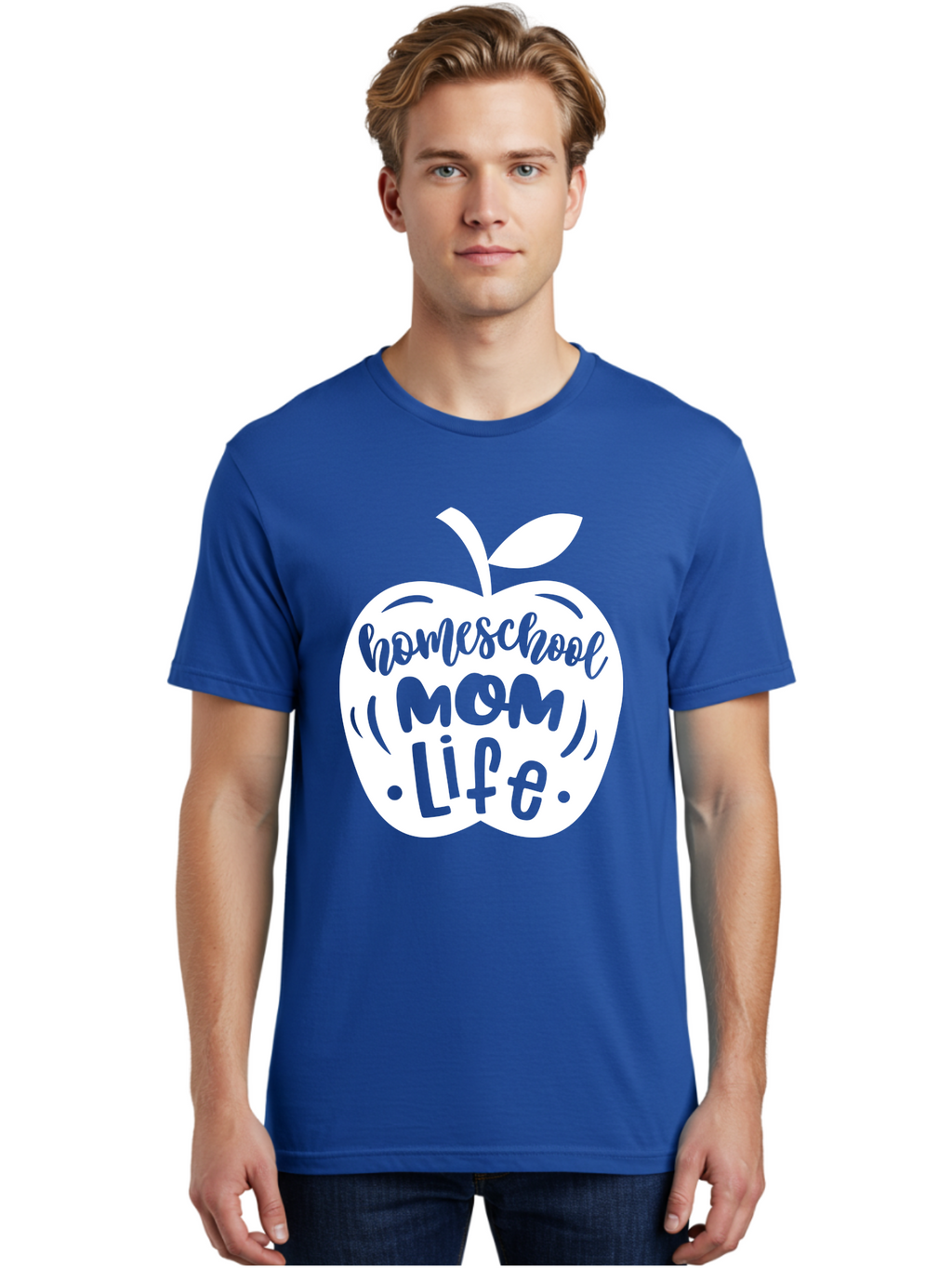 Homeschool-Mom-Life-1 Men'S Graphic Tee, 100% Cotton, Comfortable Casual Summer Wear, Machine Washable, Homeschool Mom Life, Apple Graphic, Homeschooling, Mom Life, Education, Parenting, Teaching, Learning, Green Apple Aab373