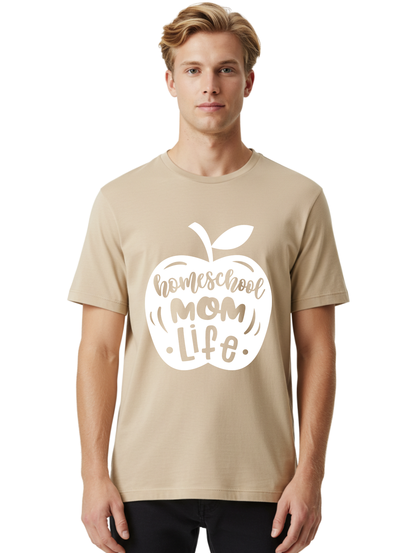 Homeschool-Mom-Life-1 Men'S Graphic Tee, 100% Cotton, Comfortable Casual Summer Wear, Machine Washable, Homeschool Mom Life, Apple Graphic, Homeschooling, Mom Life, Education, Parenting, Teaching, Learning, Green Apple Aab373