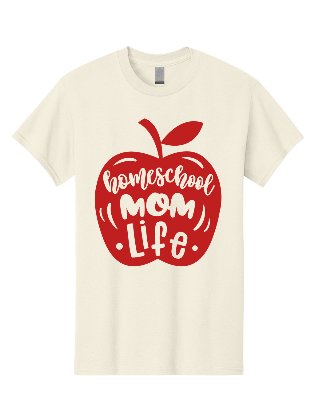 Homeschool-Mom-Life-2 Men'S Graphic Tee, 100% Cotton, Comfortable Casual Summer Wear, Machine Washable, Homeschool Mom Life, Apple Graphic, Red Apple, Green Text, Mom Life, Homeschooling, Parenting, Education, Learning At Home Aab374