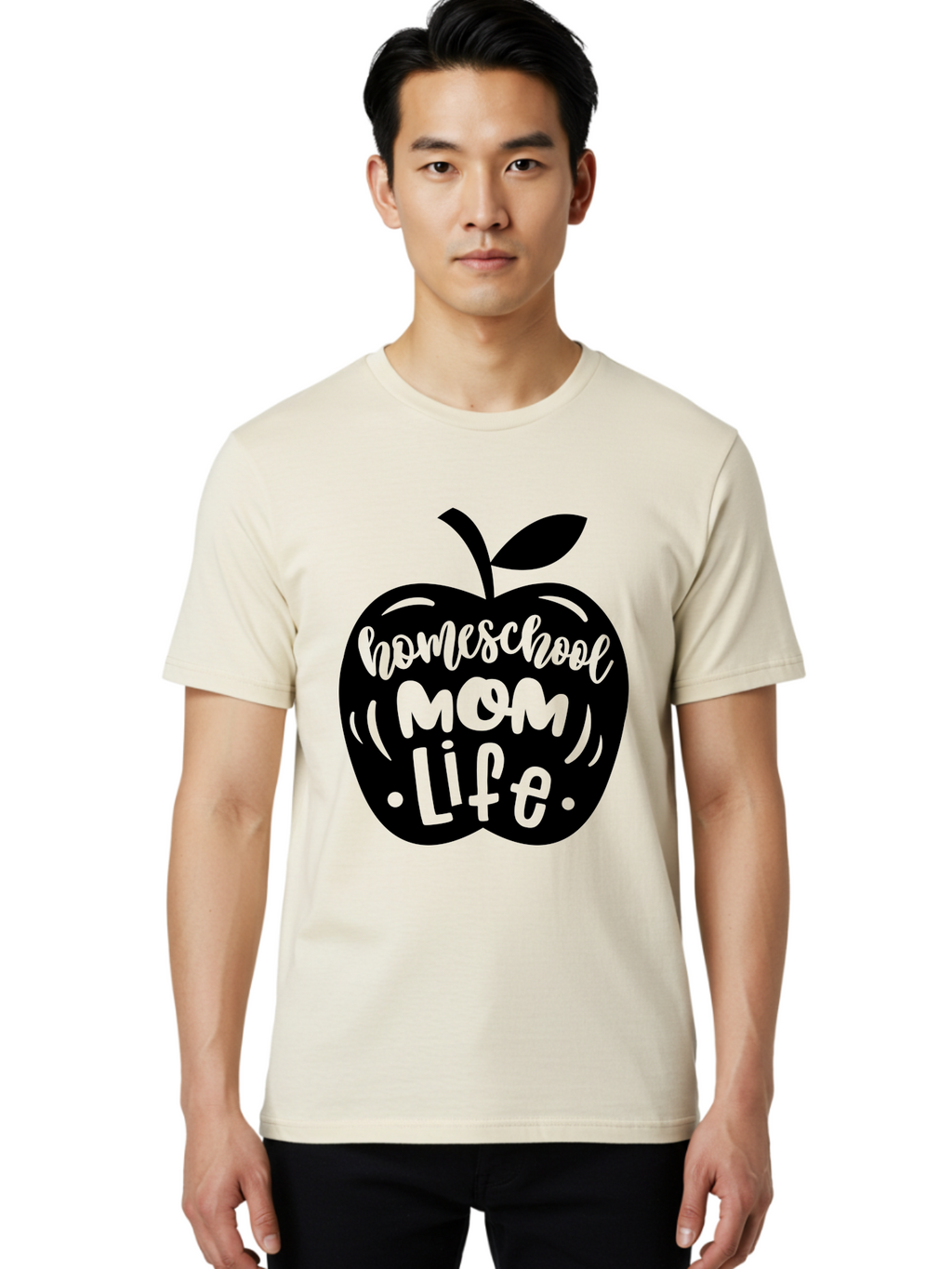 Homeschool-Mom-Life Men'S Graphic Tee, 100% Cotton, Comfortable Casual Summer Wear, Machine Washable, Homeschool Mom Life, Apple Graphic, Mom Life, Homeschooling, Education, Parenting, Motherhood, Apple Illustration, Custom Graphics Aab375