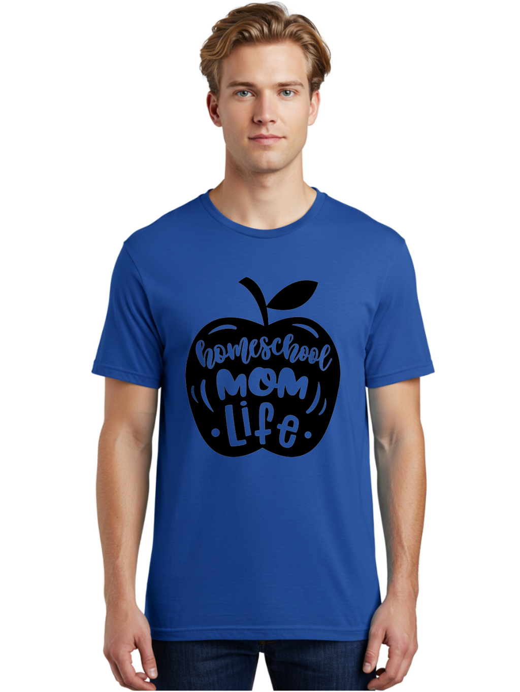 Homeschool-Mom-Life Men'S Graphic Tee, 100% Cotton, Comfortable Casual Summer Wear, Machine Washable, Homeschool Mom Life, Apple Graphic, Mom Life, Homeschooling, Education, Parenting, Motherhood, Apple Illustration, Custom Graphics Aab375