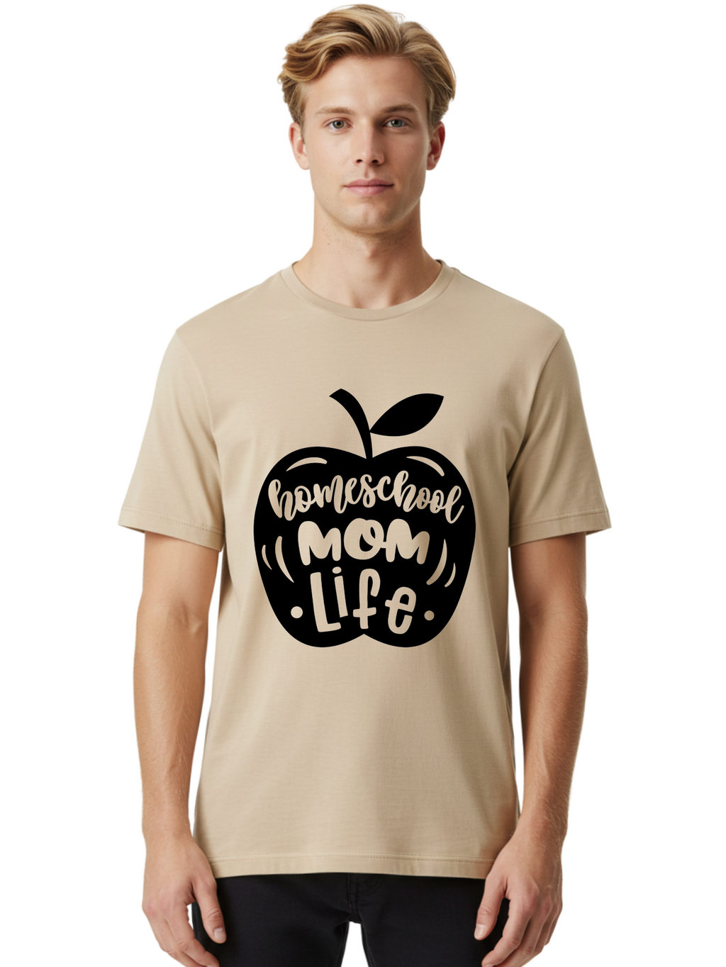 Homeschool-Mom-Life Men'S Graphic Tee, 100% Cotton, Comfortable Casual Summer Wear, Machine Washable, Homeschool Mom Life, Apple Graphic, Mom Life, Homeschooling, Education, Parenting, Motherhood, Apple Illustration, Custom Graphics Aab375