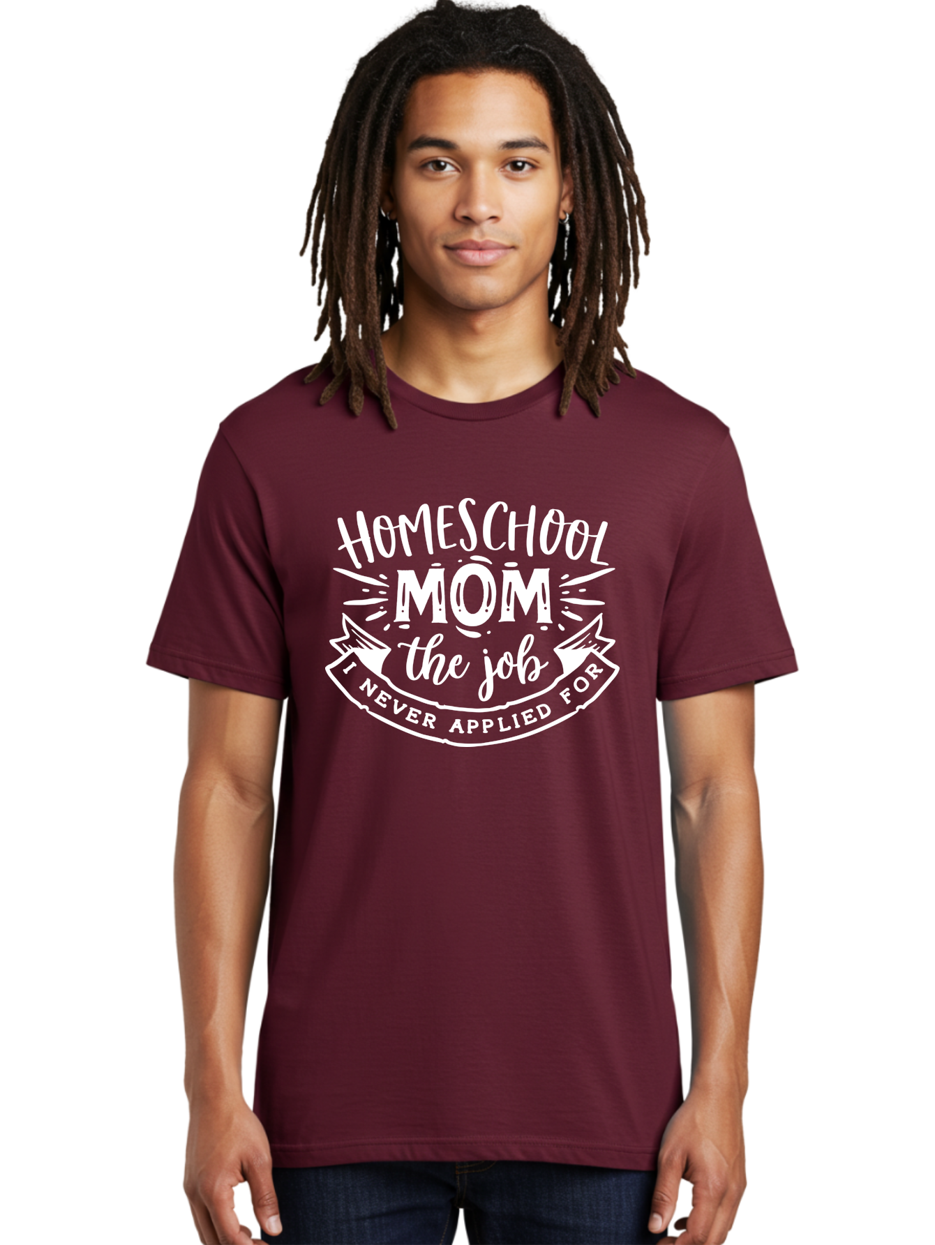 Homeschool-Mom-The-Job-1 Men'S Graphic Tee, 100% Cotton, Comfortable Casual Summer Wear, Machine Washable, Homeschool Mom, Proud Parent, Unsolicited Job, Funny Quote, Parenting Humor, Homeschooling, Mom Life, Dedication Aab382