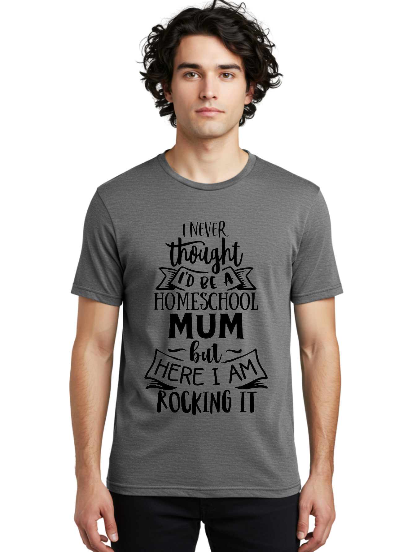 Homeschool-Mum-1 Men'S Graphic Tee, 100% Cotton, Comfortable Casual Summer Wear, Machine Washable, Homeschool Mum Quote, Inspirational Message, Parenting Journey, Homeschooling, Proud Moment, Education, Unconventional Path, Confident, Aab385