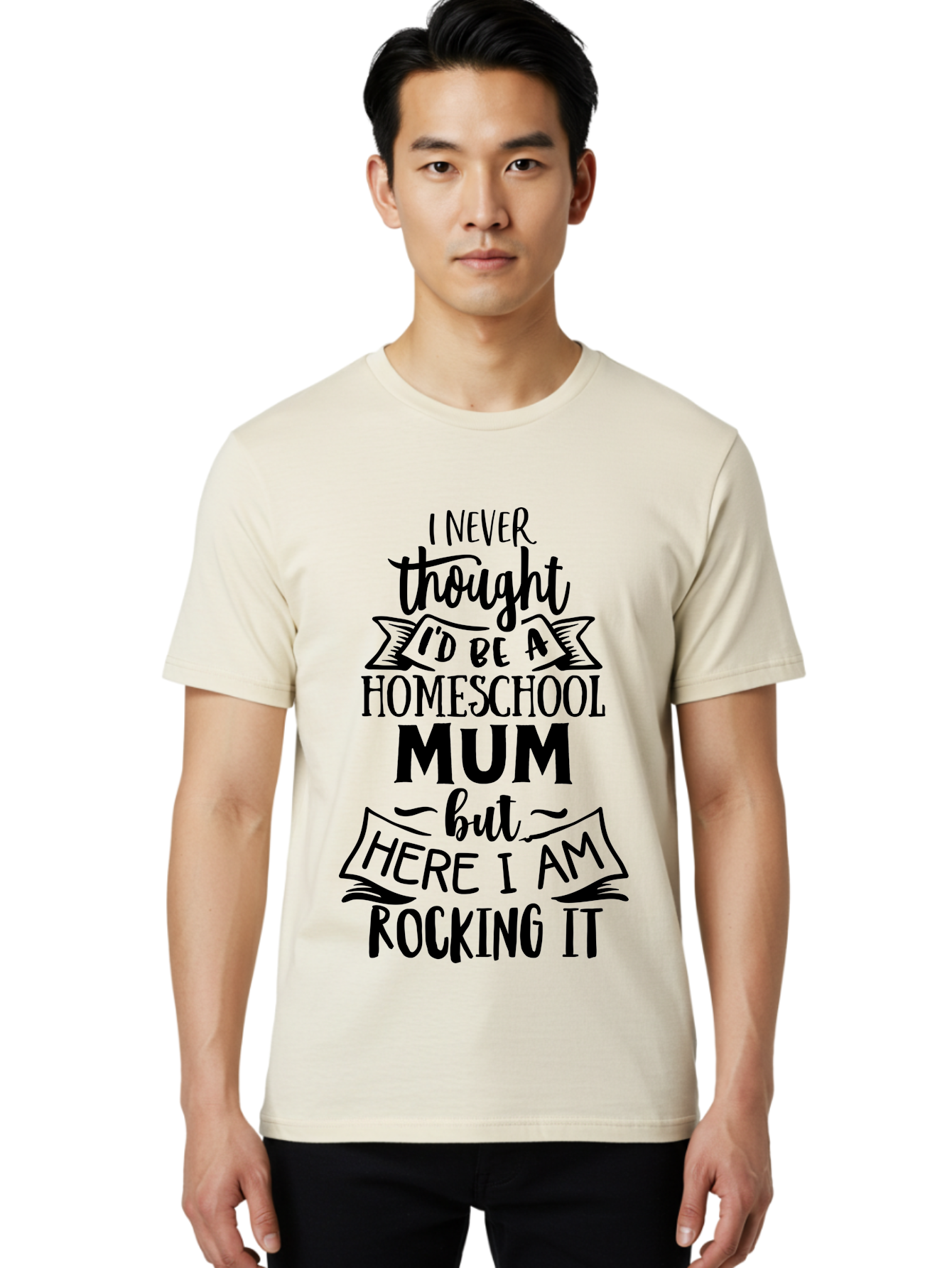 Homeschool-Mum-1 Men'S Graphic Tee, 100% Cotton, Comfortable Casual Summer Wear, Machine Washable, Homeschool Mum Quote, Inspirational Message, Parenting Journey, Homeschooling, Proud Moment, Education, Unconventional Path, Confident, Aab385