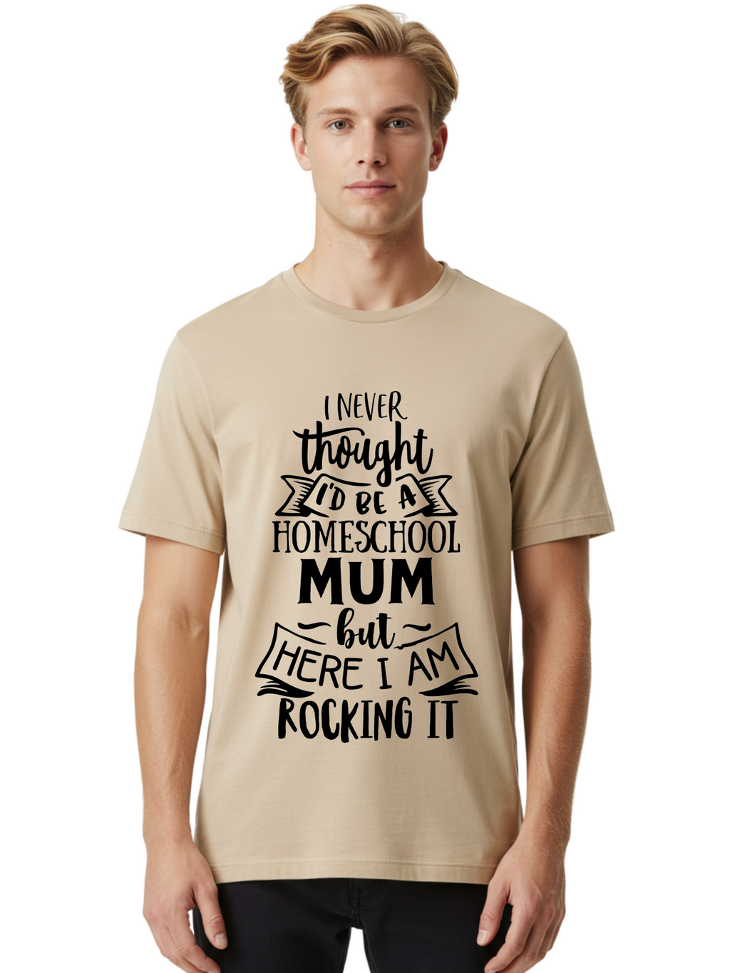Homeschool-Mum-1 Men'S Graphic Tee, 100% Cotton, Comfortable Casual Summer Wear, Machine Washable, Homeschool Mum Quote, Inspirational Message, Parenting Journey, Homeschooling, Proud Moment, Education, Unconventional Path, Confident, Aab385
