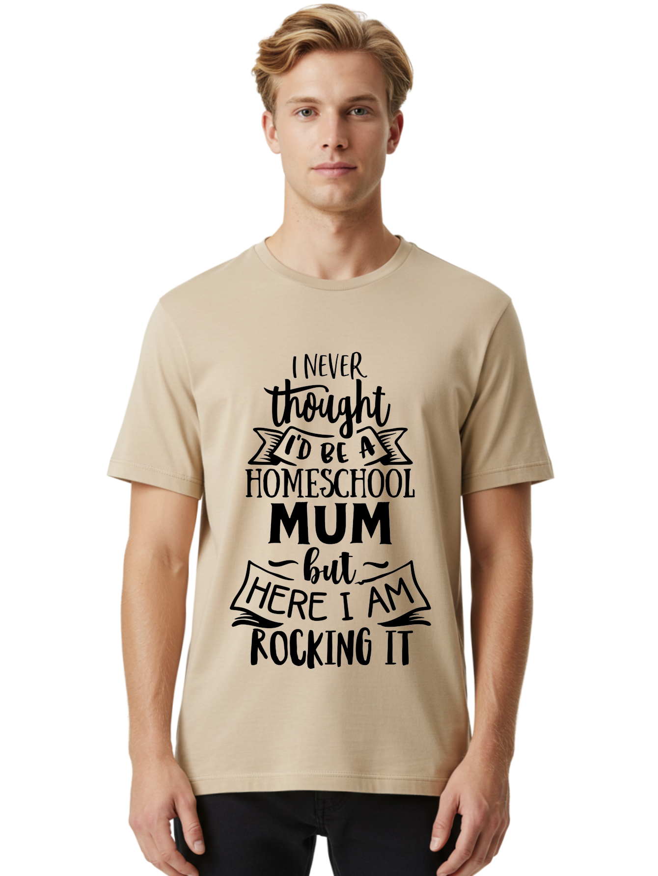 Homeschool-Mum-1 Men'S Graphic Tee, 100% Cotton, Comfortable Casual Summer Wear, Machine Washable, Homeschool Mum Quote, Inspirational Message, Parenting Journey, Homeschooling, Proud Moment, Education, Unconventional Path, Confident, Aab385