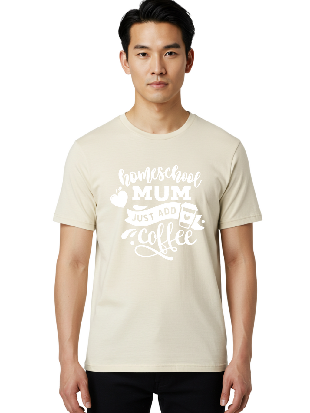 Homeschool-Mum-3 Men'S Graphic Tee, 100% Cotton, Comfortable Casual Summer Wear, Machine Washable, Homeschool Mom, Coffee Lover, Mom Life, Homeschooling, Coffee Addict, Mom Humor, Funny Quote, Inspirational Quote, Motherhood, Parenting Aab387
