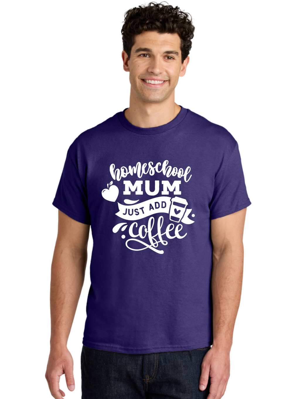 Homeschool-Mum-3 Men'S Graphic Tee, 100% Cotton, Comfortable Casual Summer Wear, Machine Washable, Homeschool Mom, Coffee Lover, Mom Life, Homeschooling, Coffee Addict, Mom Humor, Funny Quote, Inspirational Quote, Motherhood, Parenting Aab387