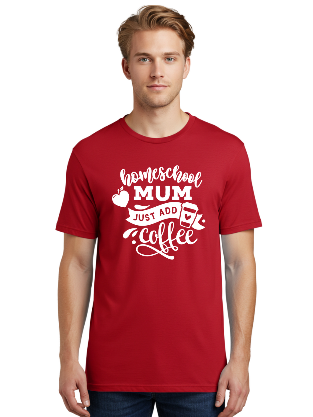 Homeschool-Mum-3 Men'S Graphic Tee, 100% Cotton, Comfortable Casual Summer Wear, Machine Washable, Homeschool Mom, Coffee Lover, Mom Life, Homeschooling, Coffee Addict, Mom Humor, Funny Quote, Inspirational Quote, Motherhood, Parenting Aab387