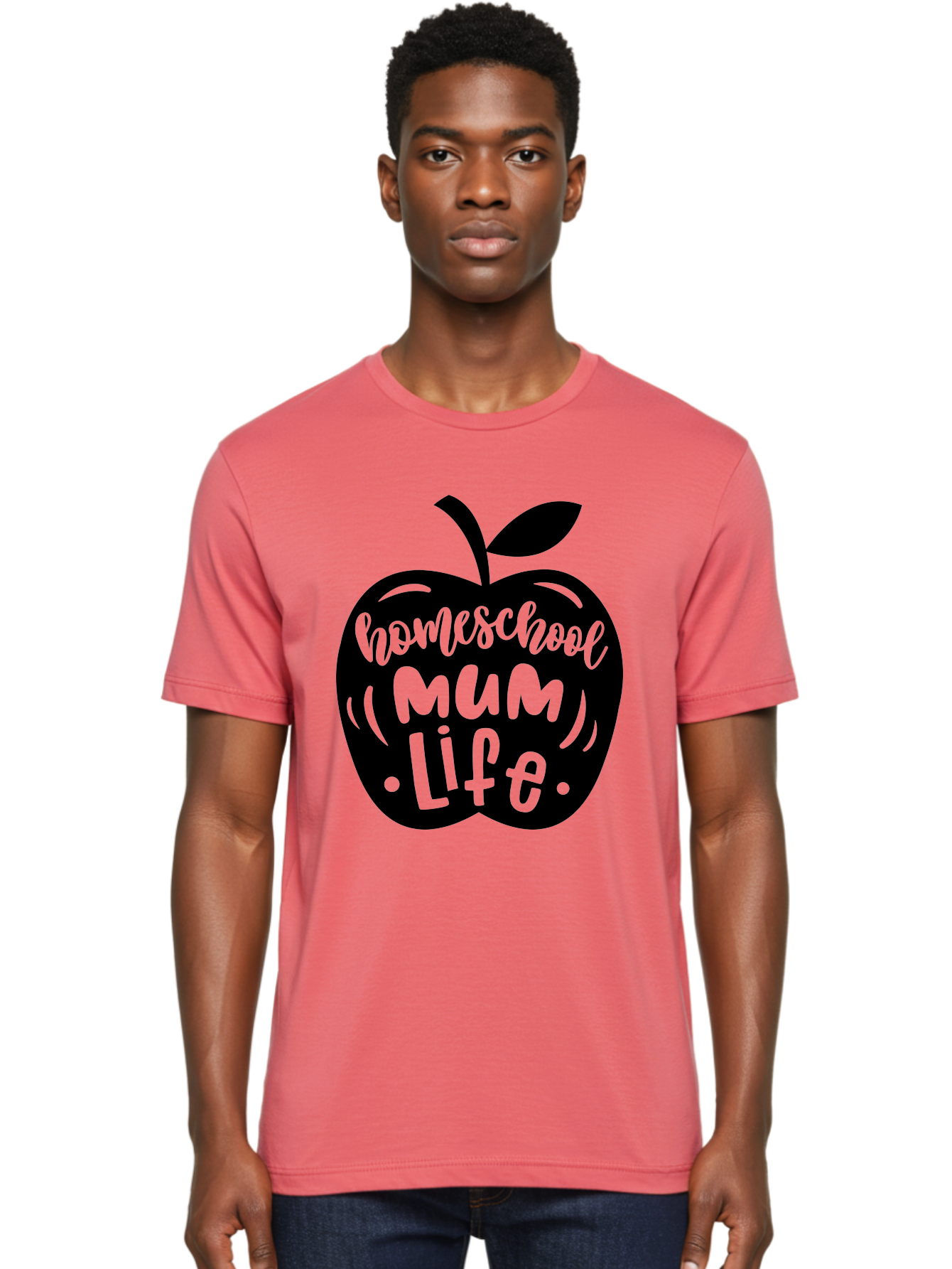 Homeschool-Mum-Life-1 Men'S Graphic Tee, 100% Cotton, Comfortable Casual Summer Wear, Machine Washable, Homeschooling, Parenting, Education, Motherhood, Lifestyle, Homeschool Mum Life, Apple Graphic, Mom Life Aab390