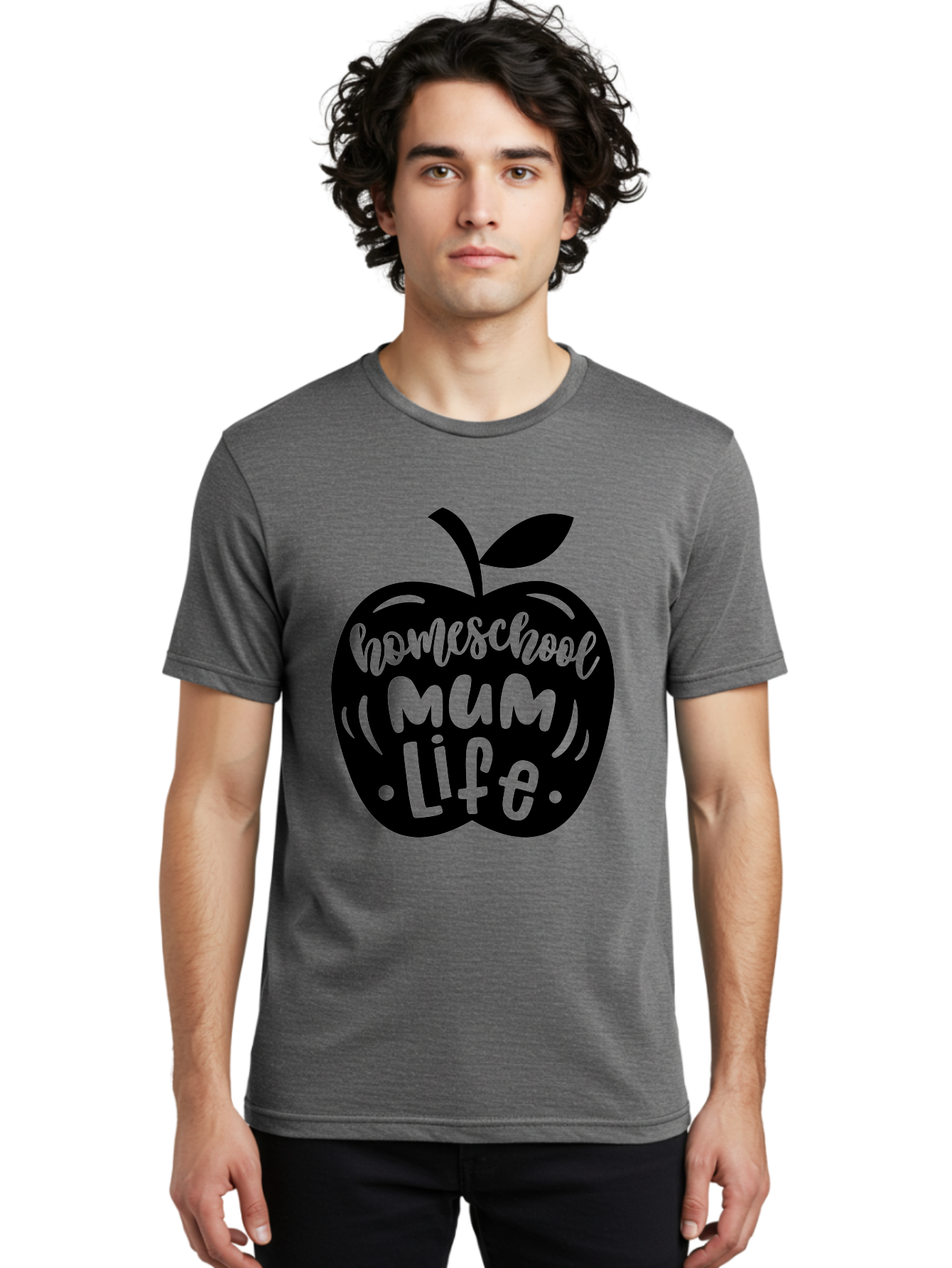 Homeschool-Mum-Life-1 Men'S Graphic Tee, 100% Cotton, Comfortable Casual Summer Wear, Machine Washable, Homeschooling, Parenting, Education, Motherhood, Lifestyle, Homeschool Mum Life, Apple Graphic, Mom Life Aab390