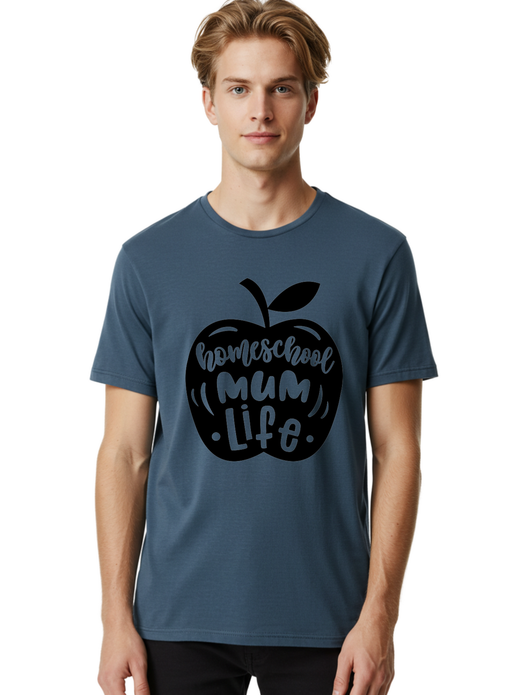 Homeschool-Mum-Life-1 Men'S Graphic Tee, 100% Cotton, Comfortable Casual Summer Wear, Machine Washable, Homeschooling, Parenting, Education, Motherhood, Lifestyle, Homeschool Mum Life, Apple Graphic, Mom Life Aab390