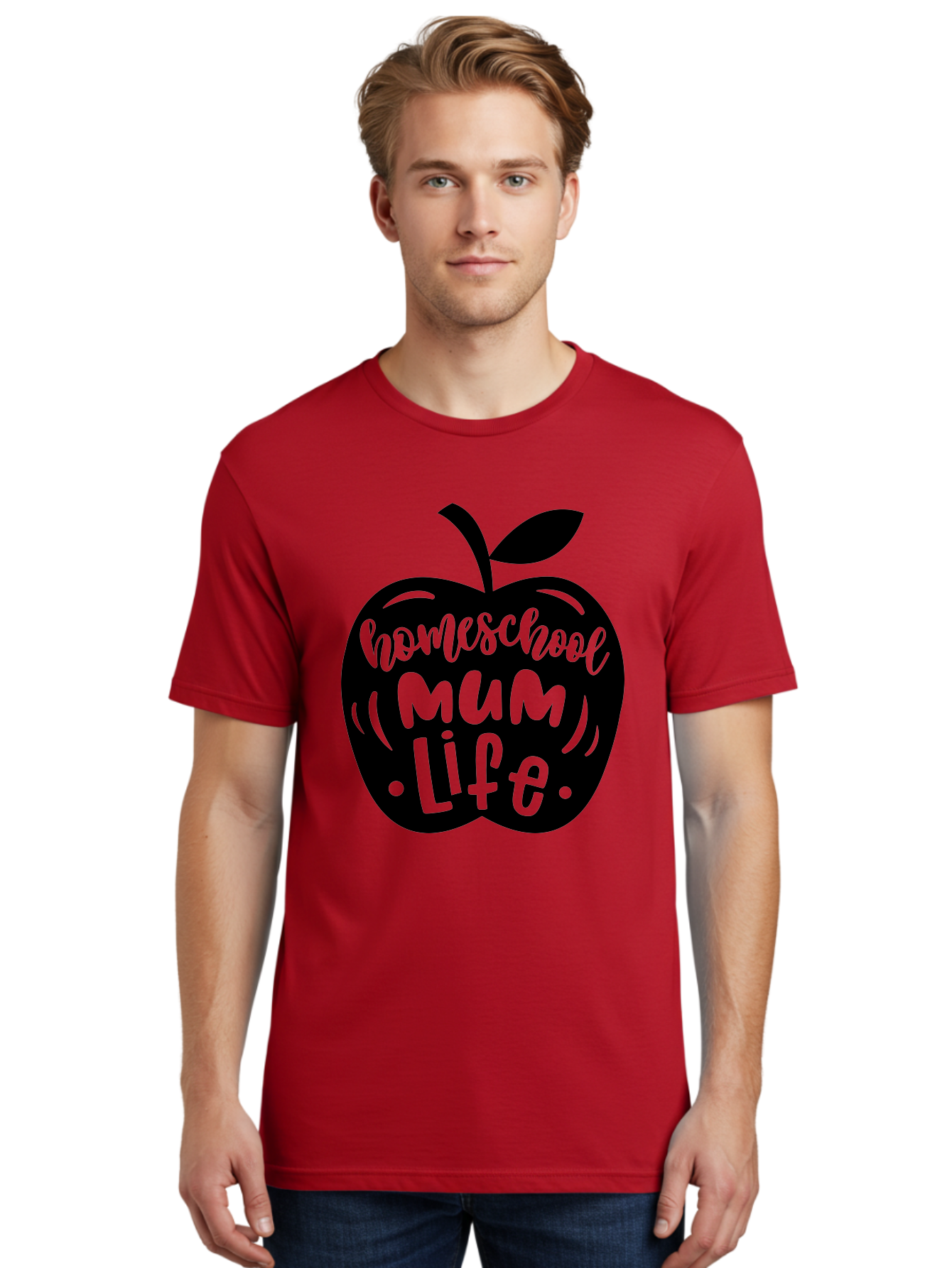 Homeschool-Mum-Life-1 Men'S Graphic Tee, 100% Cotton, Comfortable Casual Summer Wear, Machine Washable, Homeschooling, Parenting, Education, Motherhood, Lifestyle, Homeschool Mum Life, Apple Graphic, Mom Life Aab390