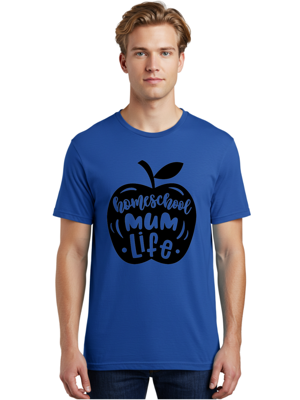 Homeschool-Mum-Life-1 Men'S Graphic Tee, 100% Cotton, Comfortable Casual Summer Wear, Machine Washable, Homeschooling, Parenting, Education, Motherhood, Lifestyle, Homeschool Mum Life, Apple Graphic, Mom Life Aab390