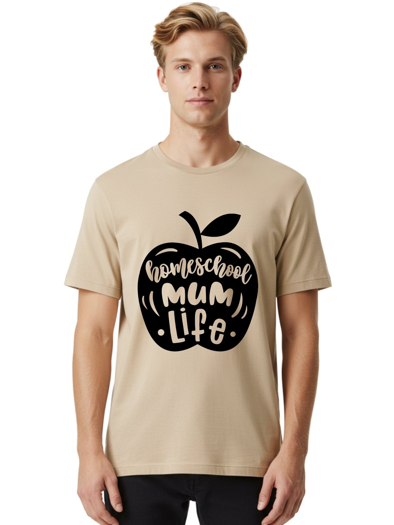 Homeschool-Mum-Life-1 Men'S Graphic Tee, 100% Cotton, Comfortable Casual Summer Wear, Machine Washable, Homeschooling, Parenting, Education, Motherhood, Lifestyle, Homeschool Mum Life, Apple Graphic, Mom Life Aab390