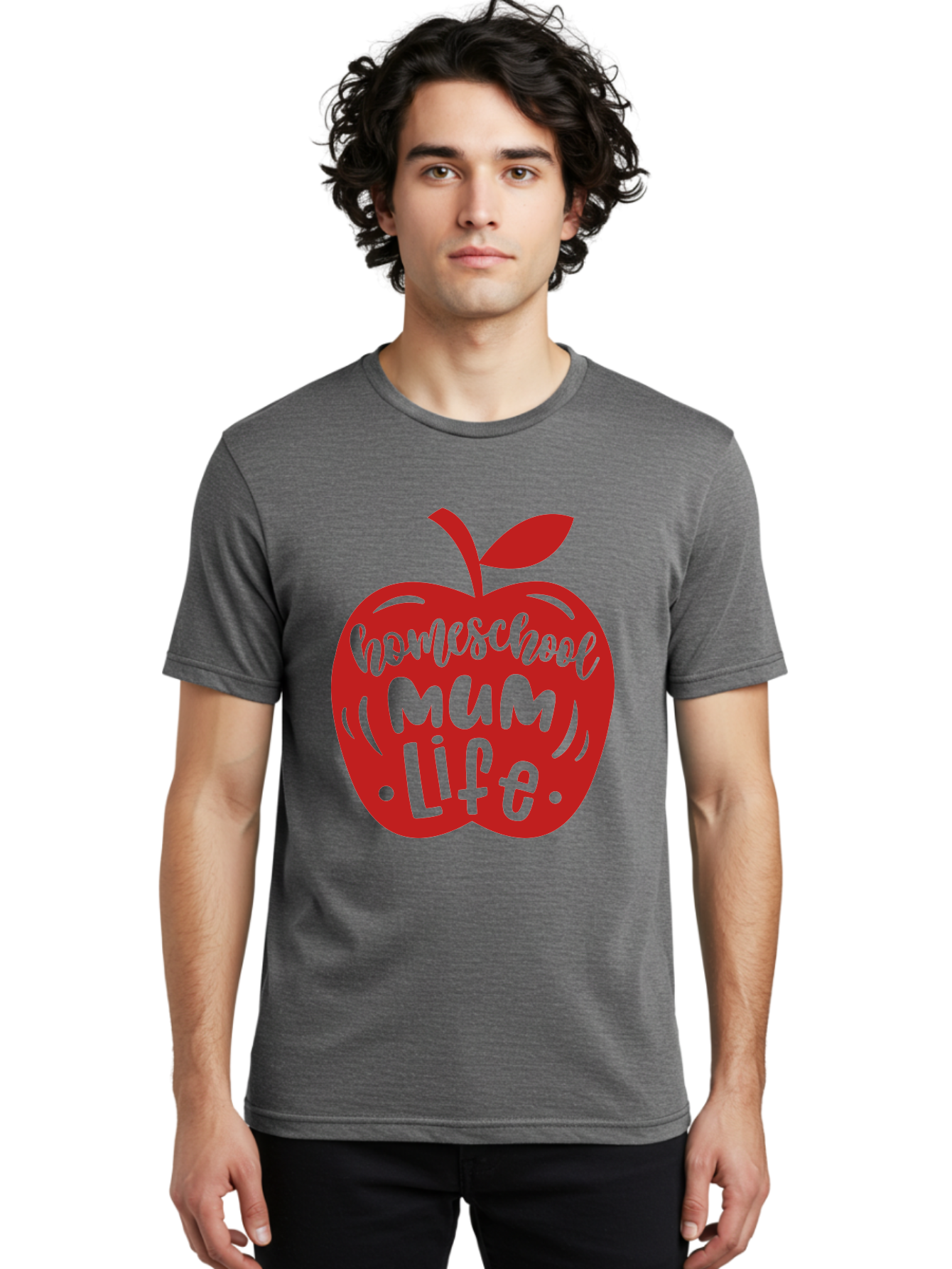 Homeschool-Mum-Life-2 Men'S Graphic Tee, 100% Cotton, Comfortable Casual Summer Wear, Machine Washable, Homeschooling, Parenting, Mom Life, Apple Graphic, Homeschool Mum, Education, Teaching, Motherhood, Family, Learning Aab391