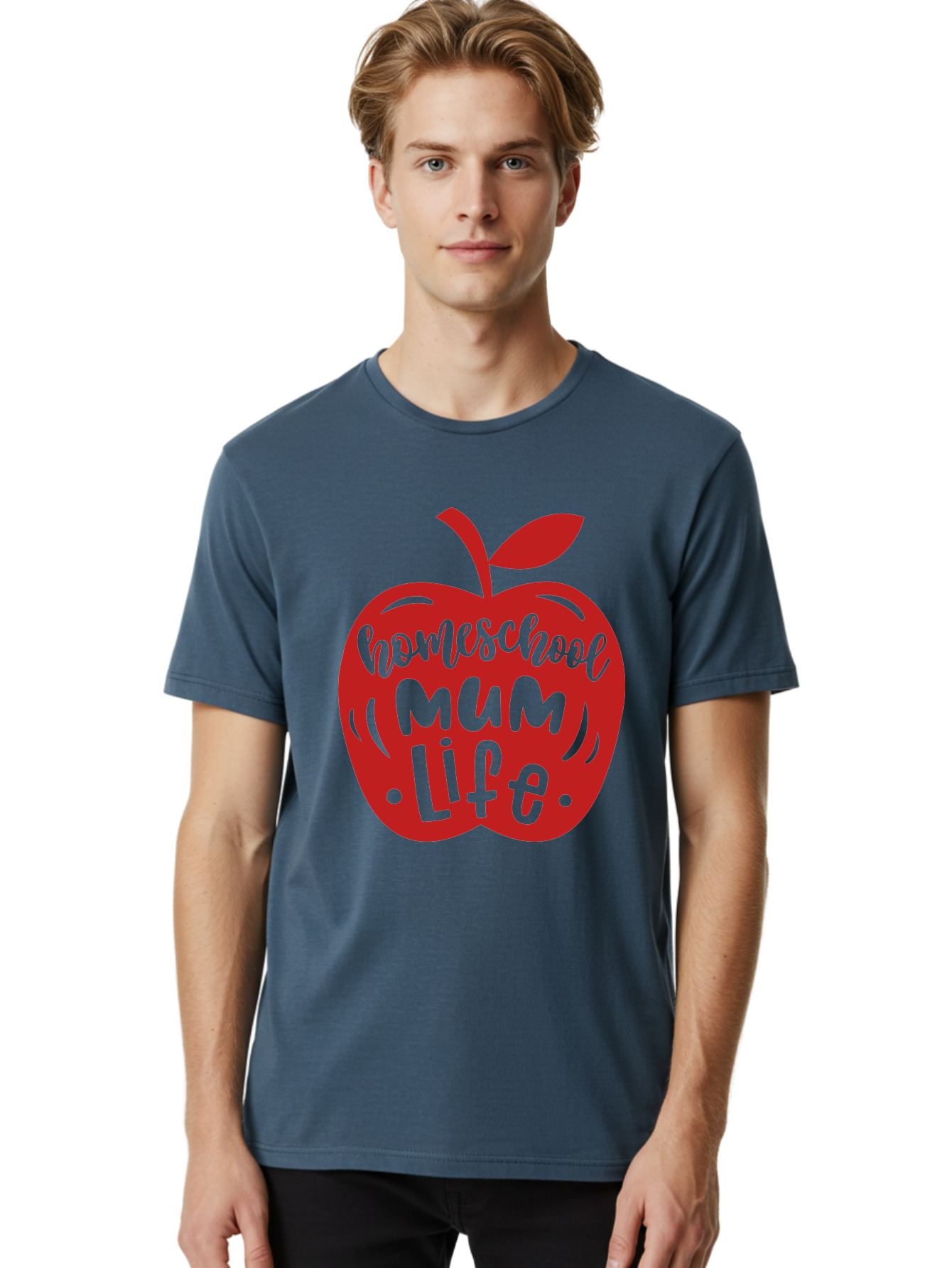 Homeschool-Mum-Life-2 Men'S Graphic Tee, 100% Cotton, Comfortable Casual Summer Wear, Machine Washable, Homeschooling, Parenting, Mom Life, Apple Graphic, Homeschool Mum, Education, Teaching, Motherhood, Family, Learning Aab391