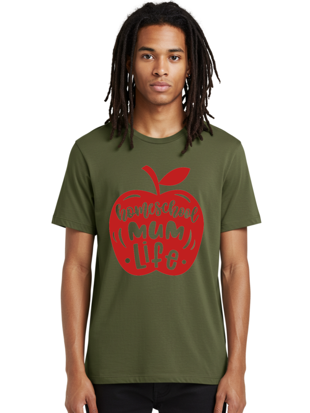 Homeschool-Mum-Life-2 Men'S Graphic Tee, 100% Cotton, Comfortable Casual Summer Wear, Machine Washable, Homeschooling, Parenting, Mom Life, Apple Graphic, Homeschool Mum, Education, Teaching, Motherhood, Family, Learning Aab391