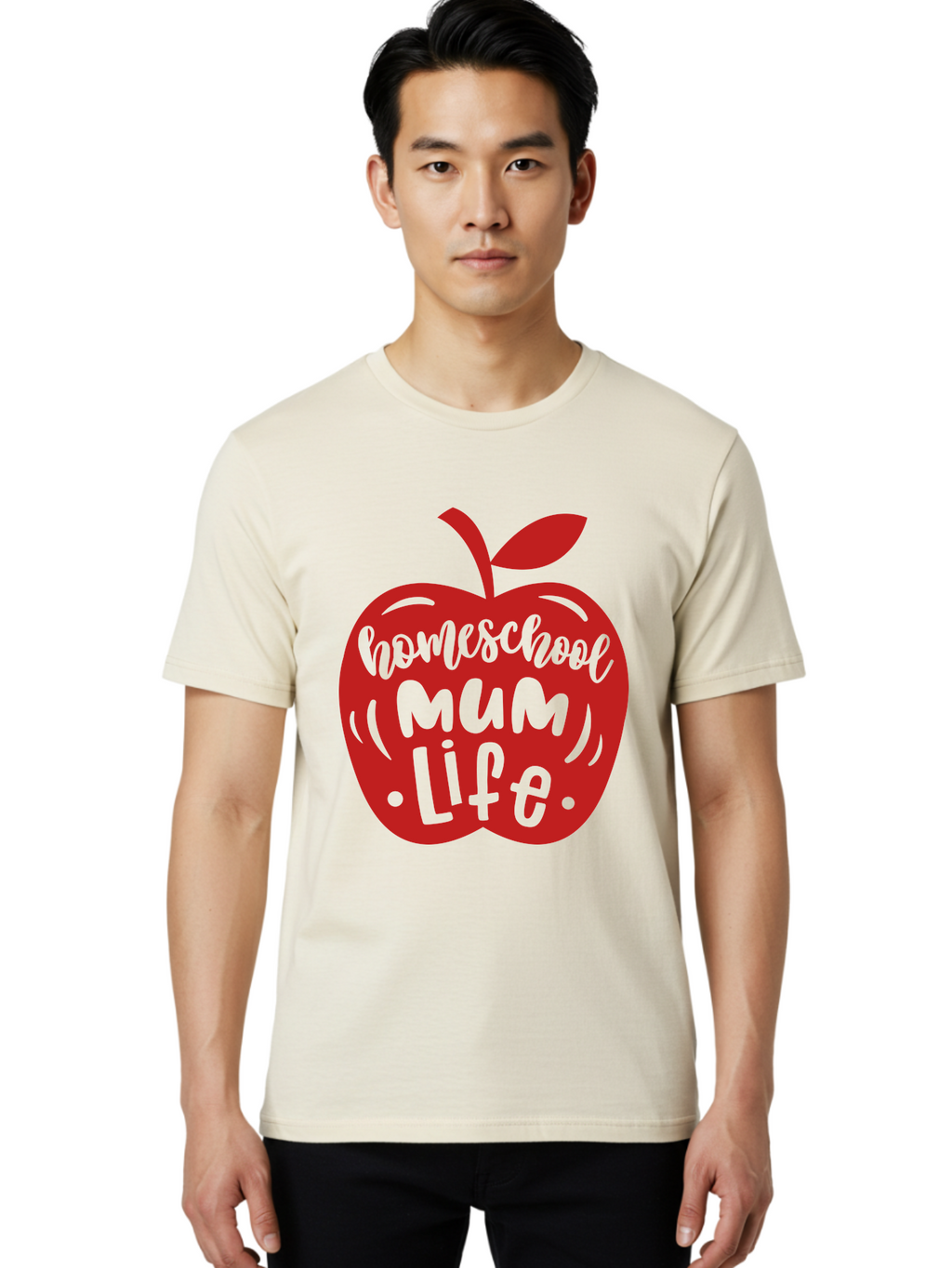 Homeschool-Mum-Life-2 Men'S Graphic Tee, 100% Cotton, Comfortable Casual Summer Wear, Machine Washable, Homeschooling, Parenting, Mom Life, Apple Graphic, Homeschool Mum, Education, Teaching, Motherhood, Family, Learning Aab391