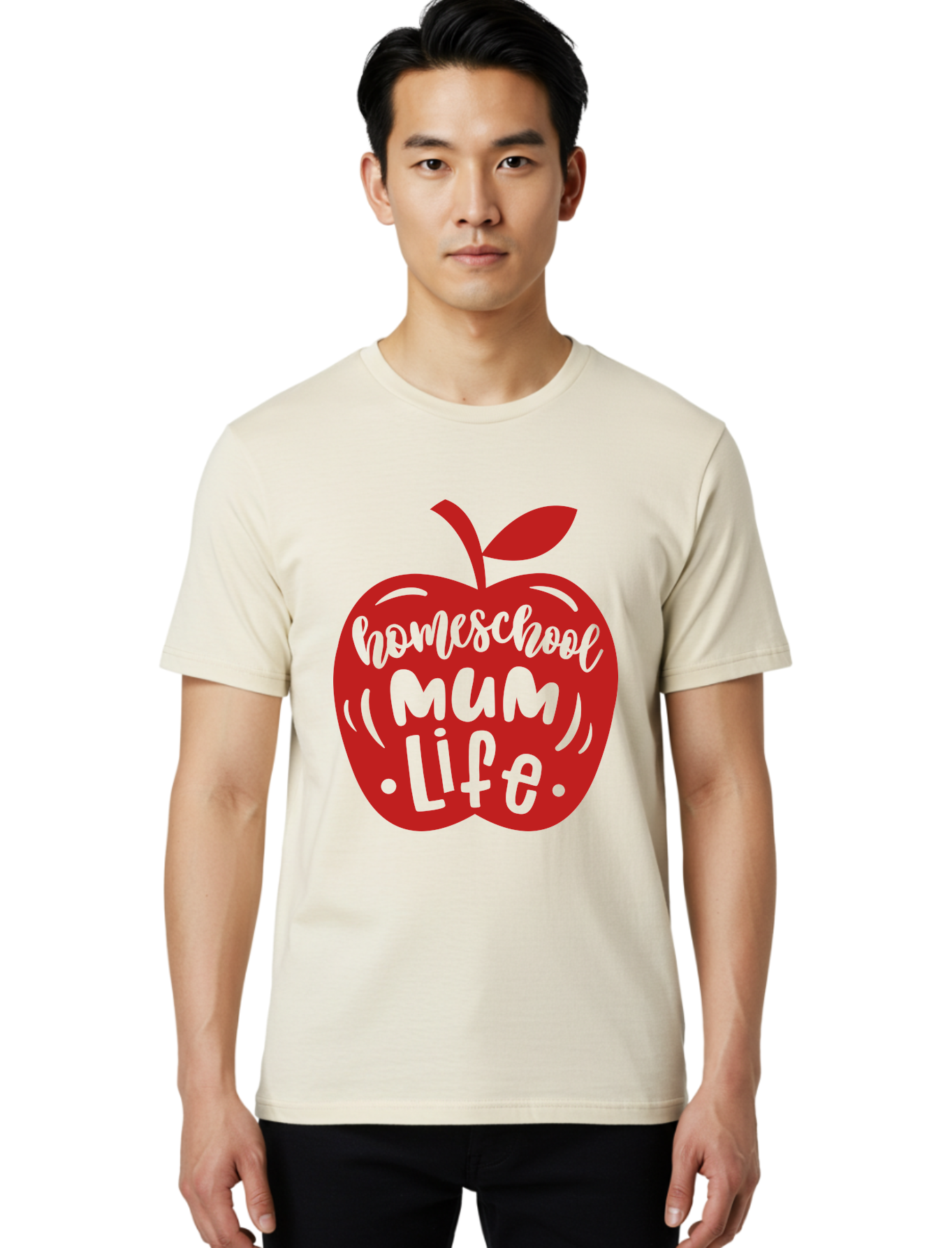 Homeschool-Mum-Life-2 Men'S Graphic Tee, 100% Cotton, Comfortable Casual Summer Wear, Machine Washable, Homeschooling, Parenting, Mom Life, Apple Graphic, Homeschool Mum, Education, Teaching, Motherhood, Family, Learning Aab391