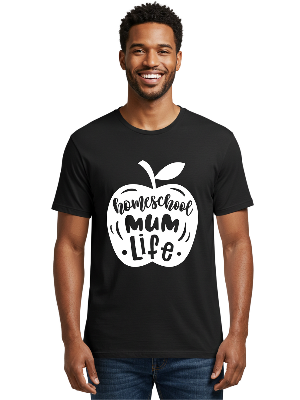 Homeschool-Mum-Life Men'S Graphic Tee, 100% Cotton, Comfortable Casual Summer Wear, Machine Washable, Homeschool Mum Life, Apple Graphic, Homeschooling Mother, Education, Parenting, Personalized Learning Aab392