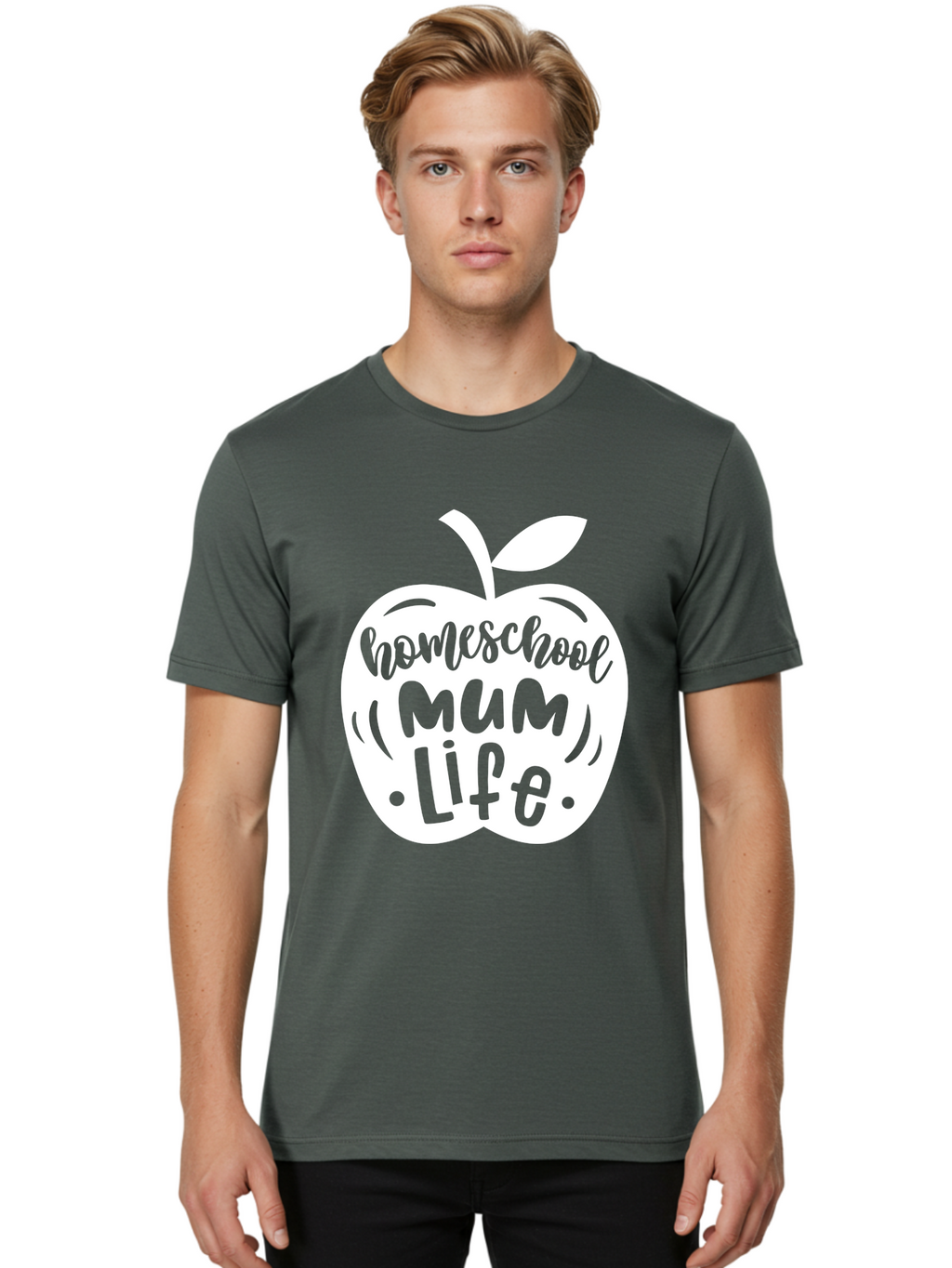 Homeschool-Mum-Life Men'S Graphic Tee, 100% Cotton, Comfortable Casual Summer Wear, Machine Washable, Homeschool Mum Life, Apple Graphic, Homeschooling Mother, Education, Parenting, Personalized Learning Aab392