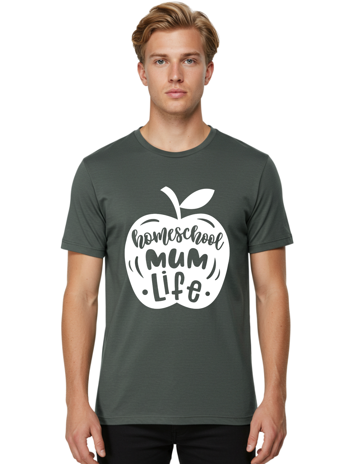 Homeschool-Mum-Life Men'S Graphic Tee, 100% Cotton, Comfortable Casual Summer Wear, Machine Washable, Homeschool Mum Life, Apple Graphic, Homeschooling Mother, Education, Parenting, Personalized Learning Aab392
