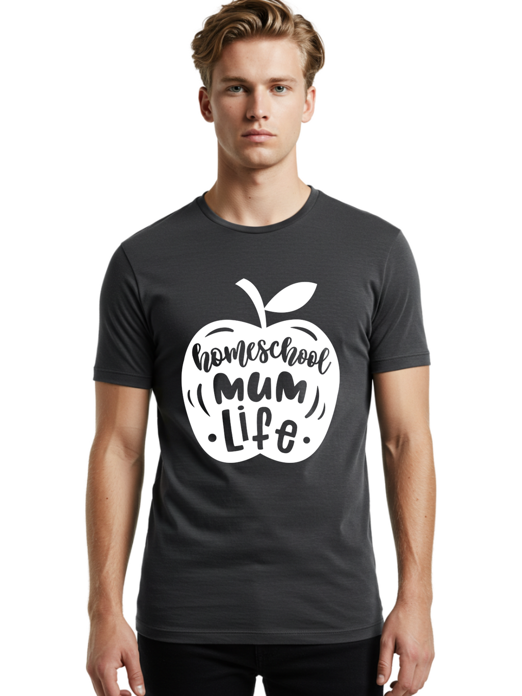 Homeschool-Mum-Life Men'S Graphic Tee, 100% Cotton, Comfortable Casual Summer Wear, Machine Washable, Homeschool Mum Life, Apple Graphic, Homeschooling Mother, Education, Parenting, Personalized Learning Aab392